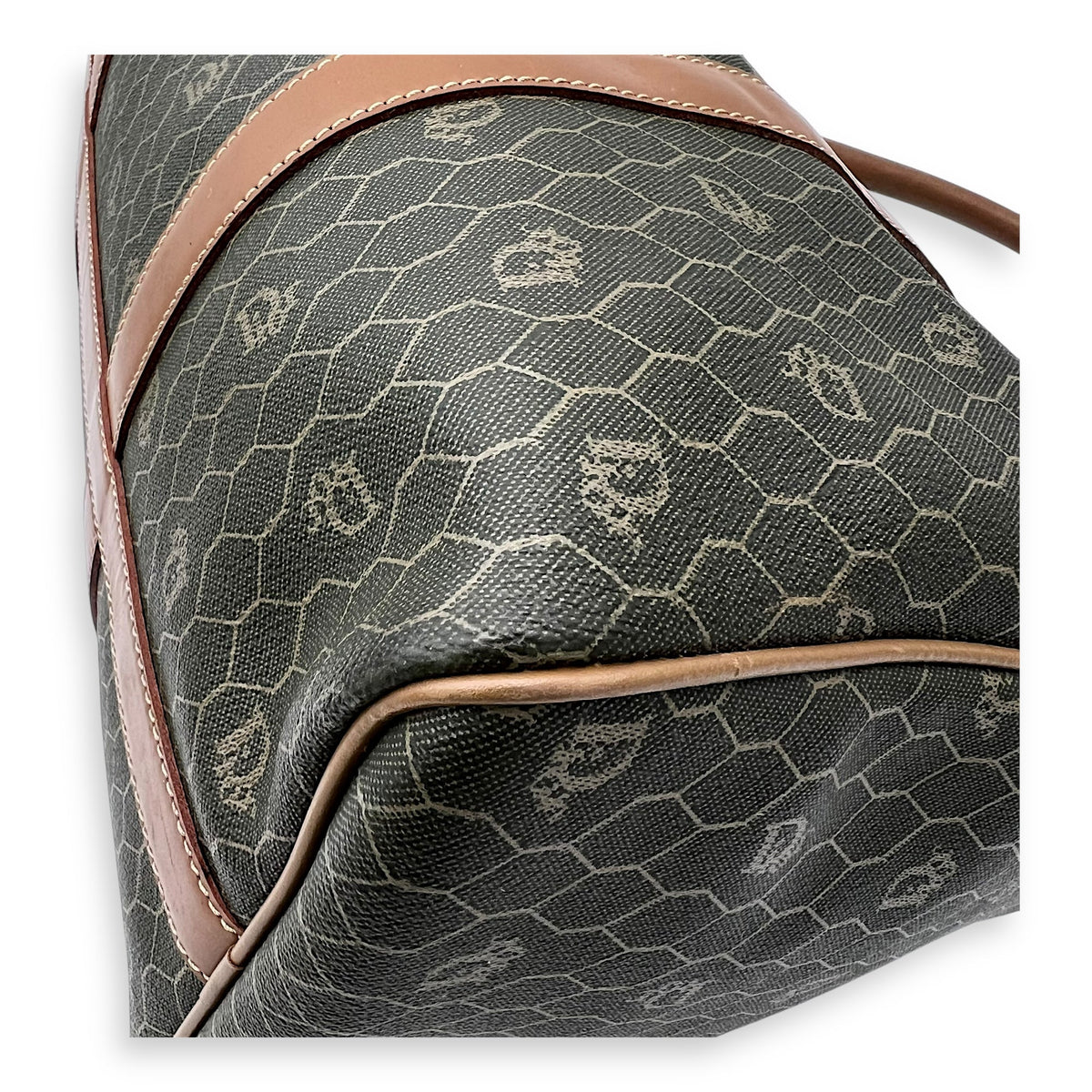 Boston Top Handle Bag Brown in Coated Canvas, Gold hardware