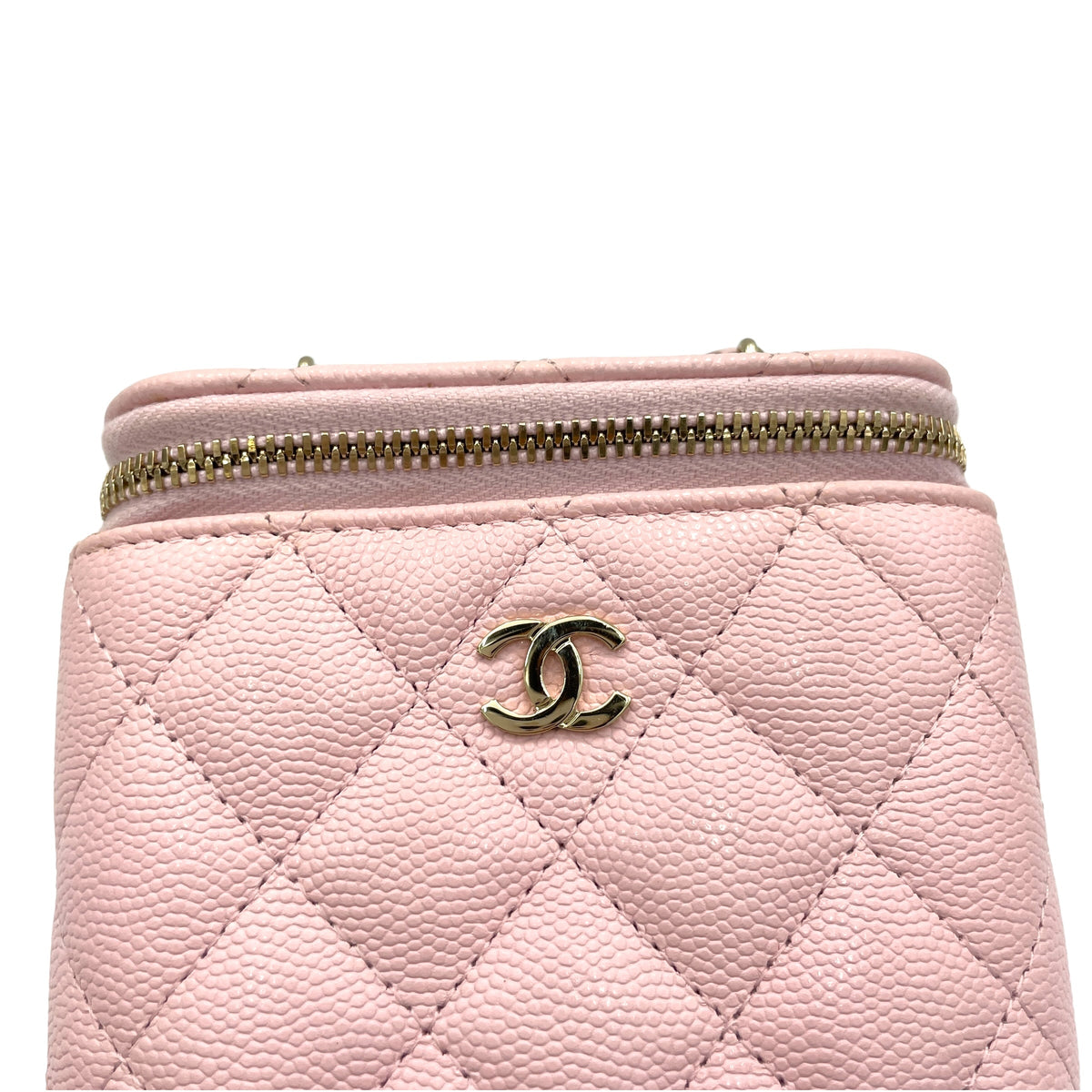 Classic Pink Vanity Bag in Caviar Leather, Gold hardware