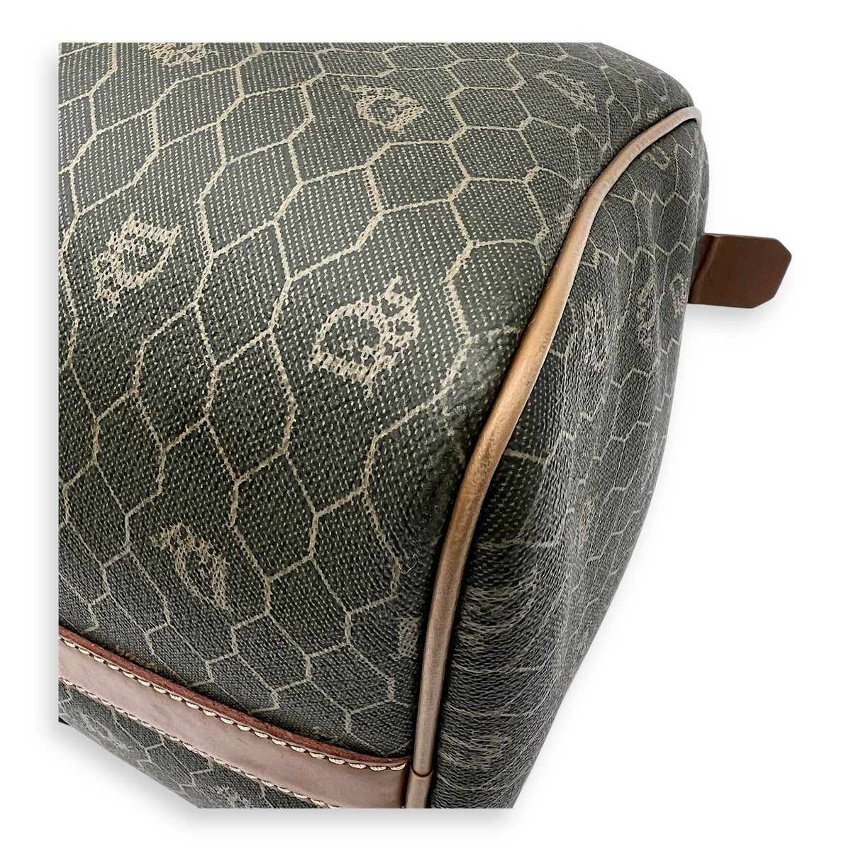 Boston Top Handle Bag Brown in Coated Canvas, Gold hardware