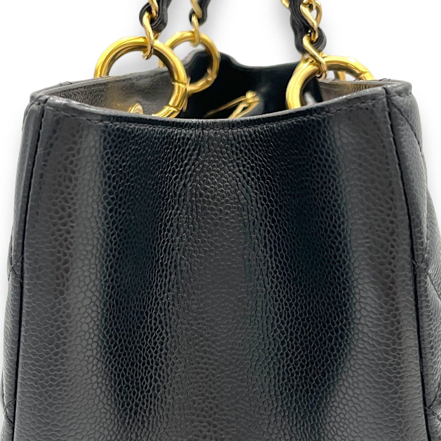 GST Grand Shopping Tote XL Black Shoulder Bag in Caviar Leather, Gold hardware