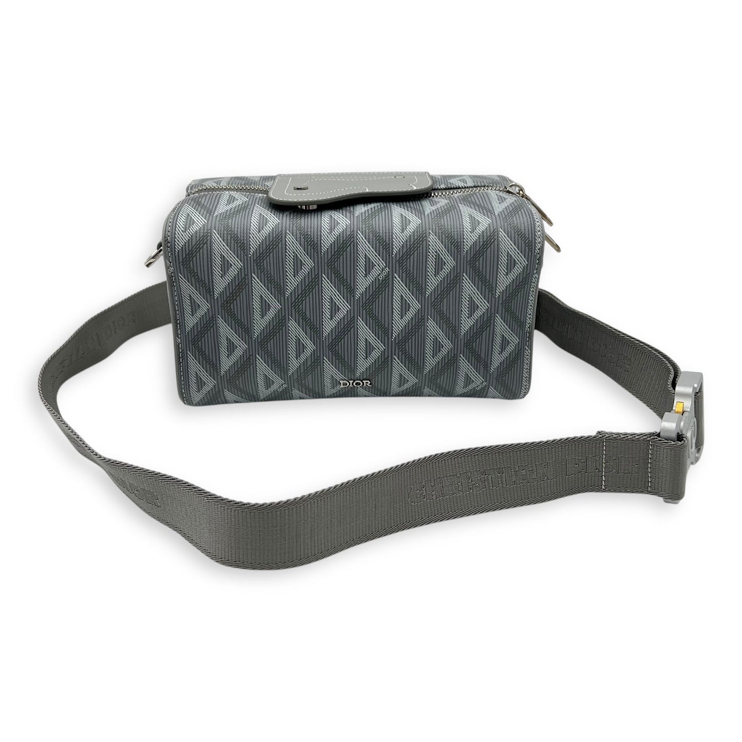 Lingot 22 Grey Crossbody Bag in Coated Canvas, Silver hardware