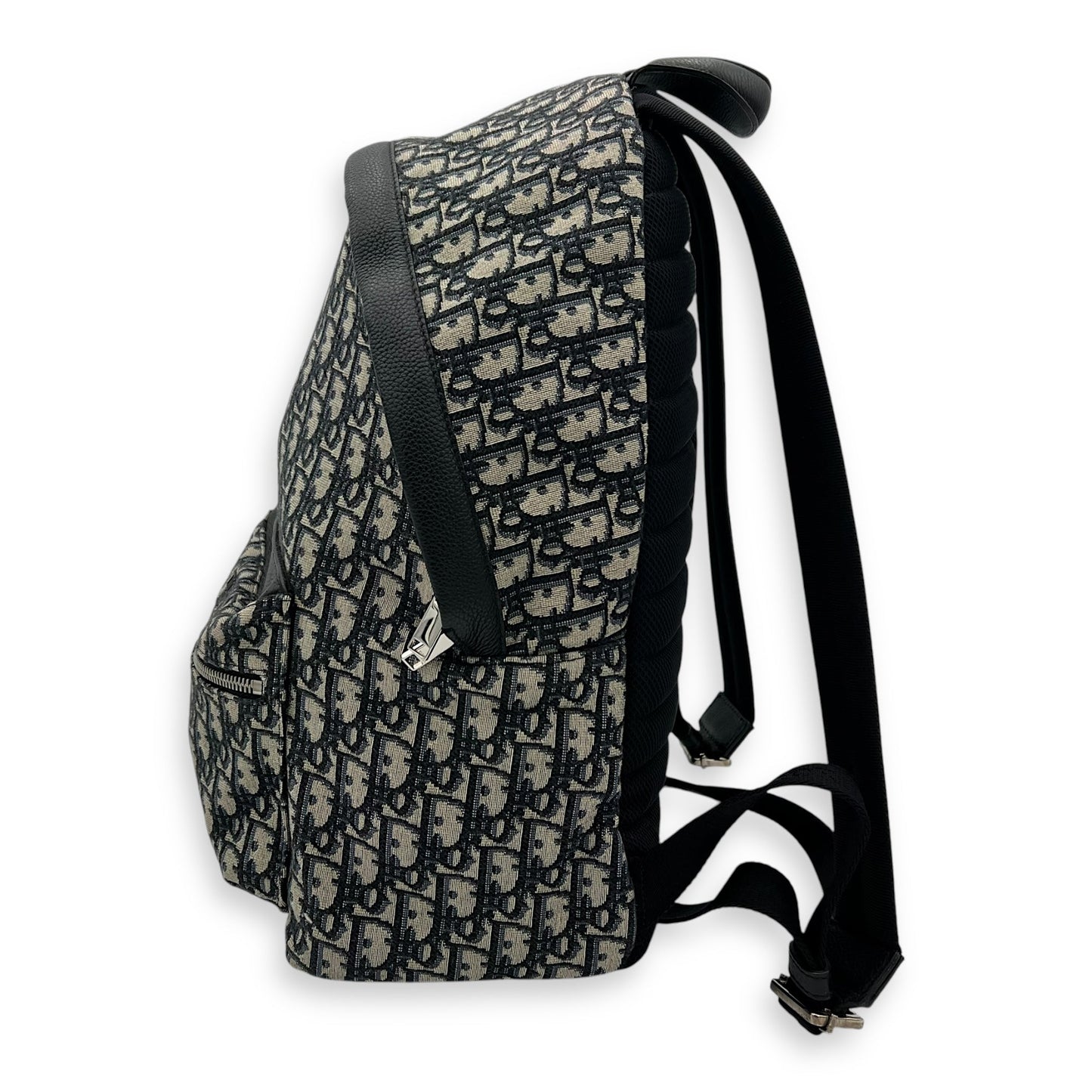 Oblique Backpack Blue in Canvas, Silver hardware