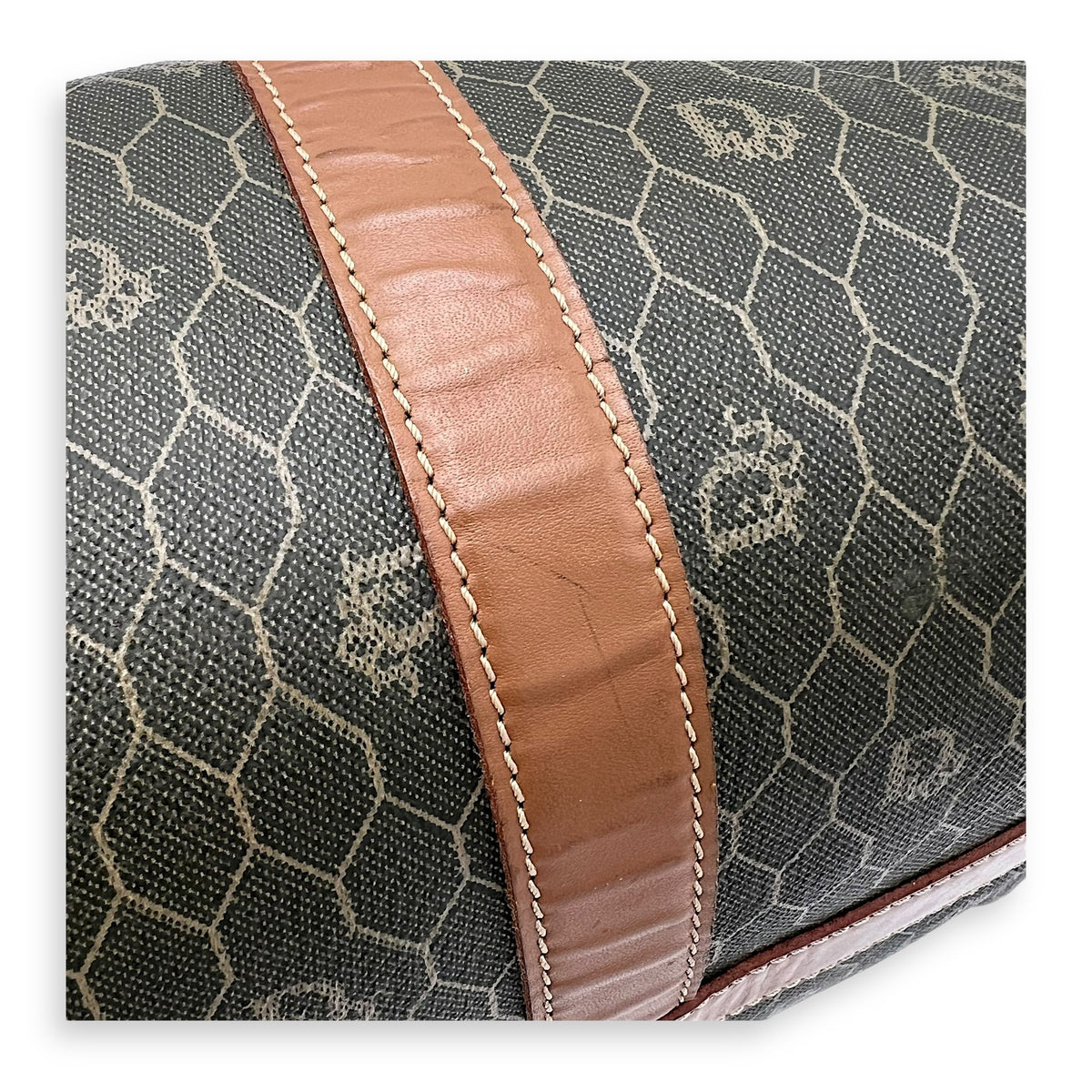 Boston Top Handle Bag Brown in Coated Canvas, Gold hardware