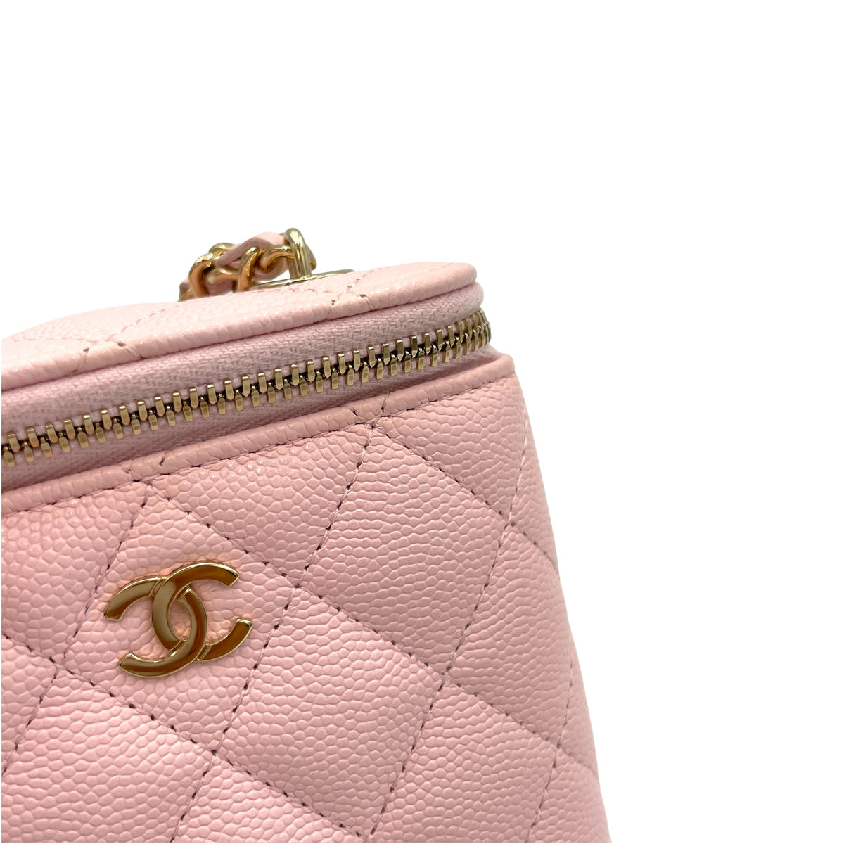 Classic Pink Vanity Bag in Caviar Leather, Gold hardware