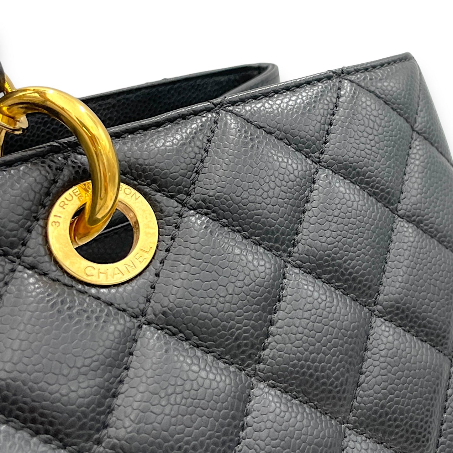 GST Grand Shopping Tote XL Black Shoulder Bag in Caviar Leather, Gold hardware