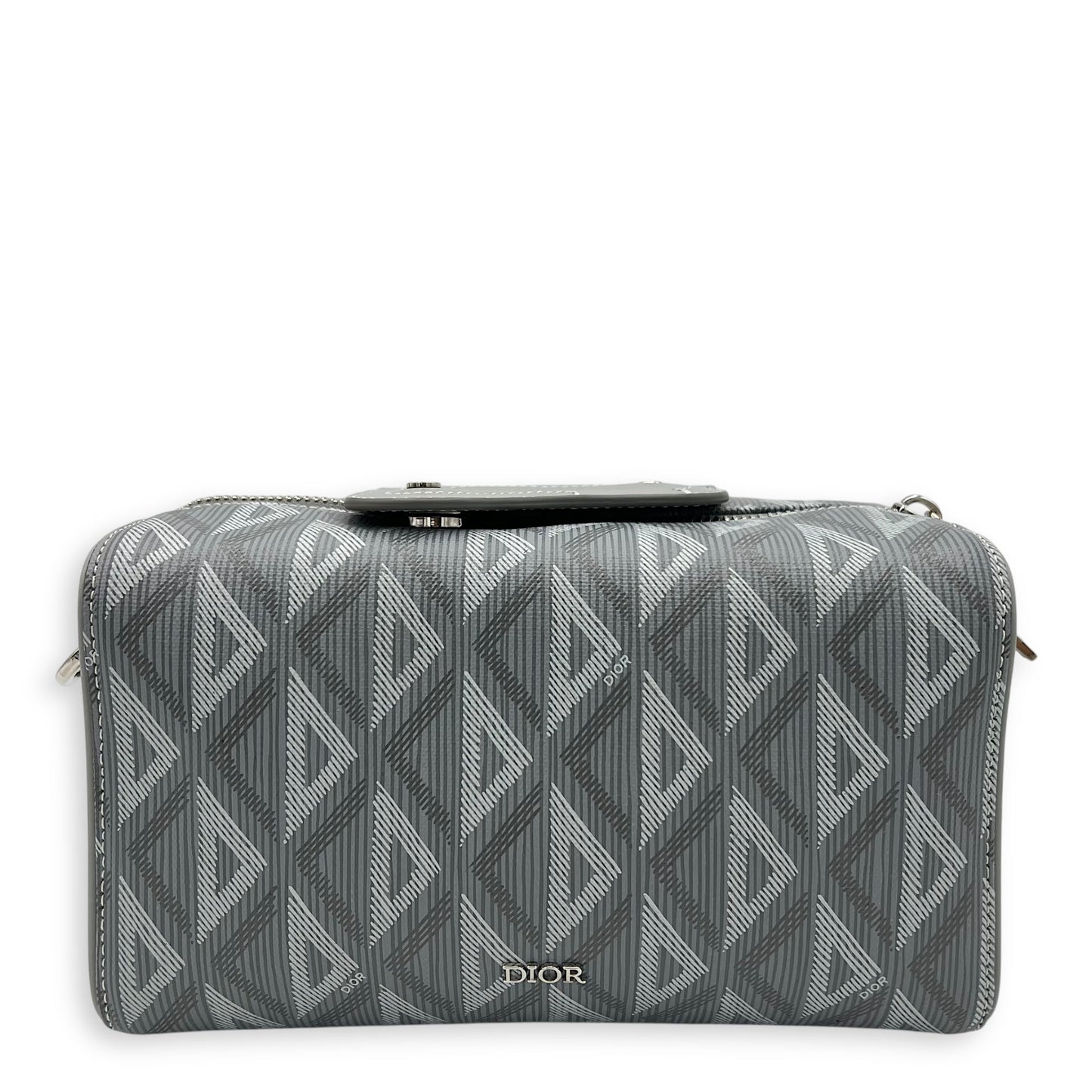 Lingot 22 Grey Crossbody Bag in Coated Canvas, Silver hardware