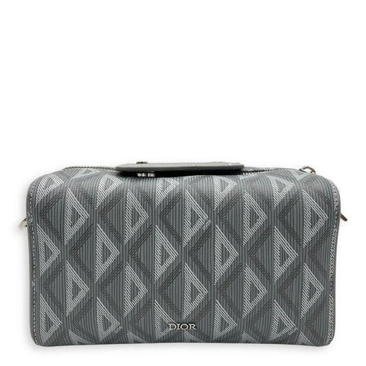 Lingot 22 Grey Crossbody Bag in Coated Canvas, Silver hardware