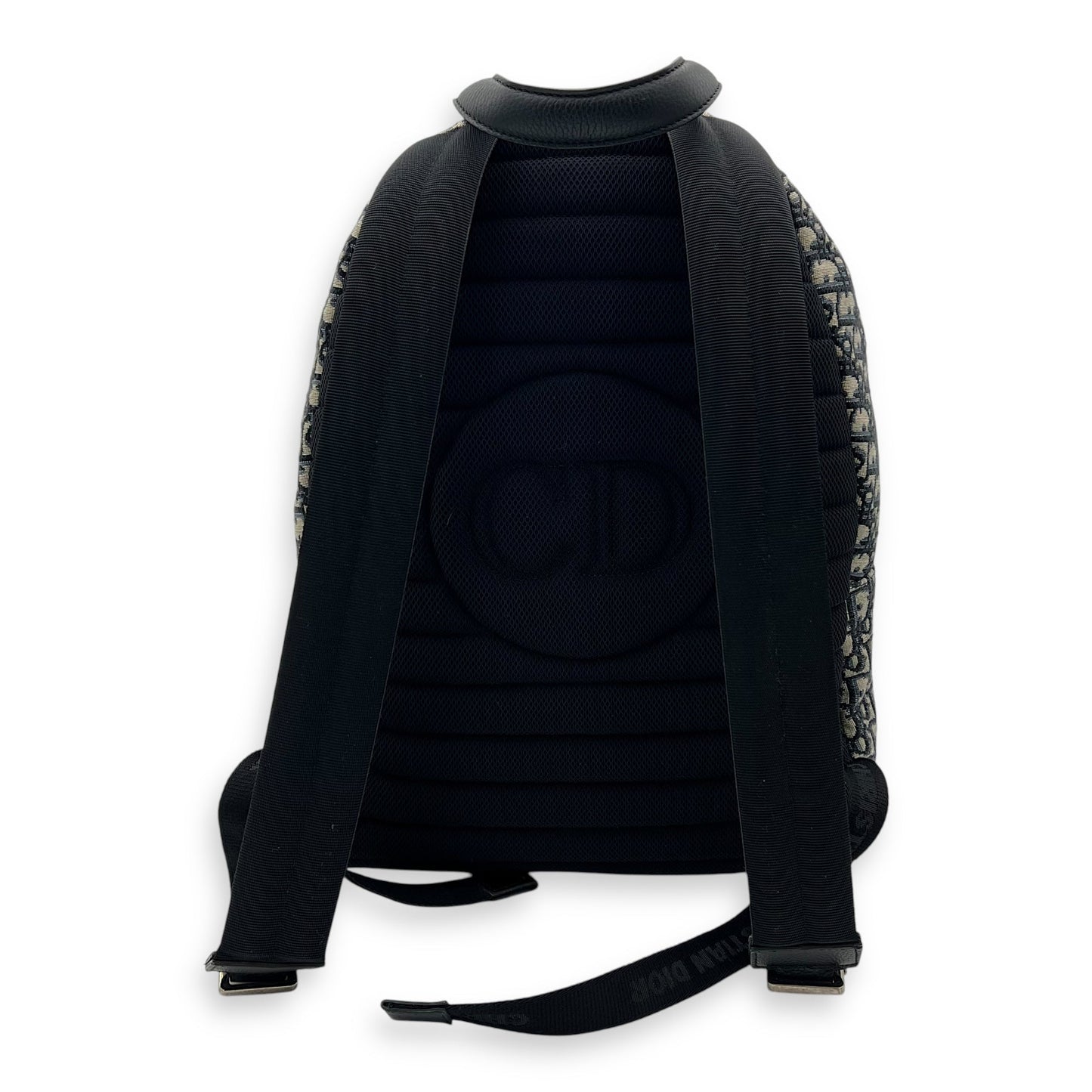 Oblique Backpack Blue in Canvas, Silver hardware