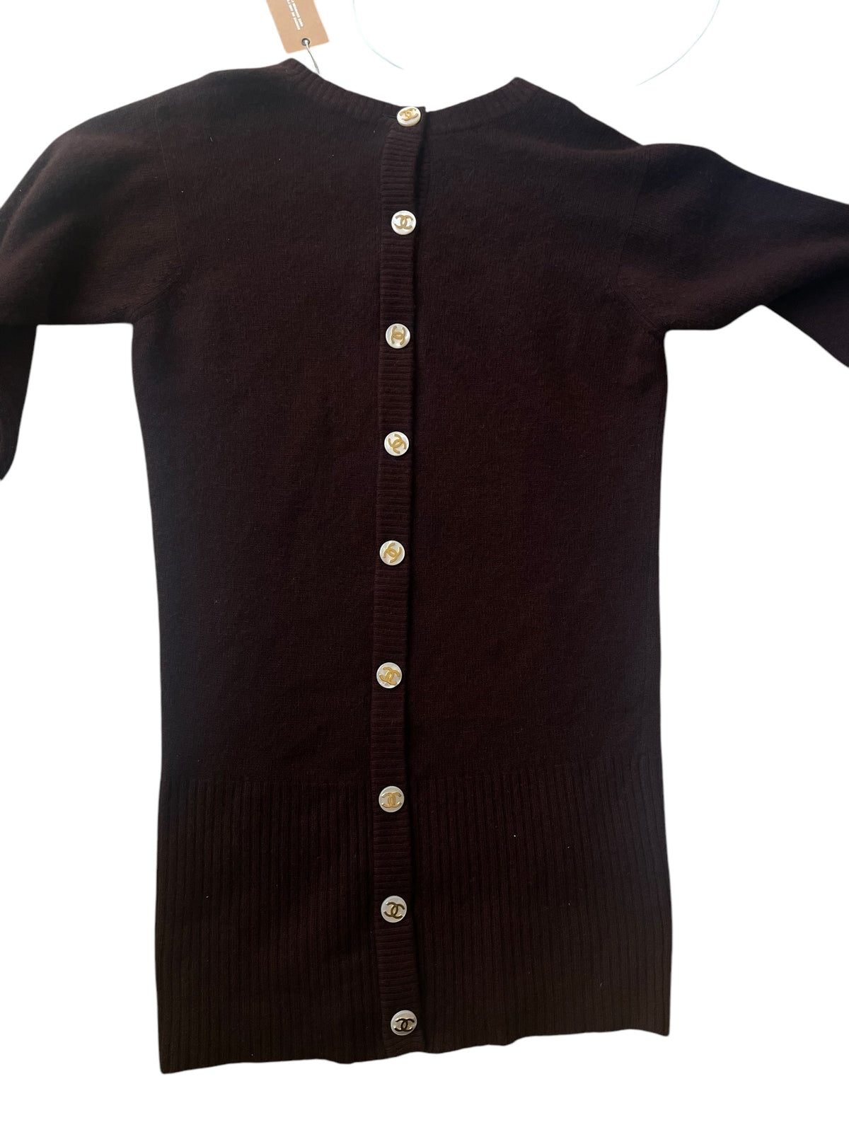 Chanel Logo Button Cardigan Brown DXBK0380