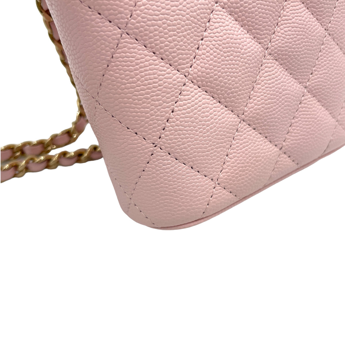 Classic Pink Vanity Bag in Caviar Leather, Gold hardware