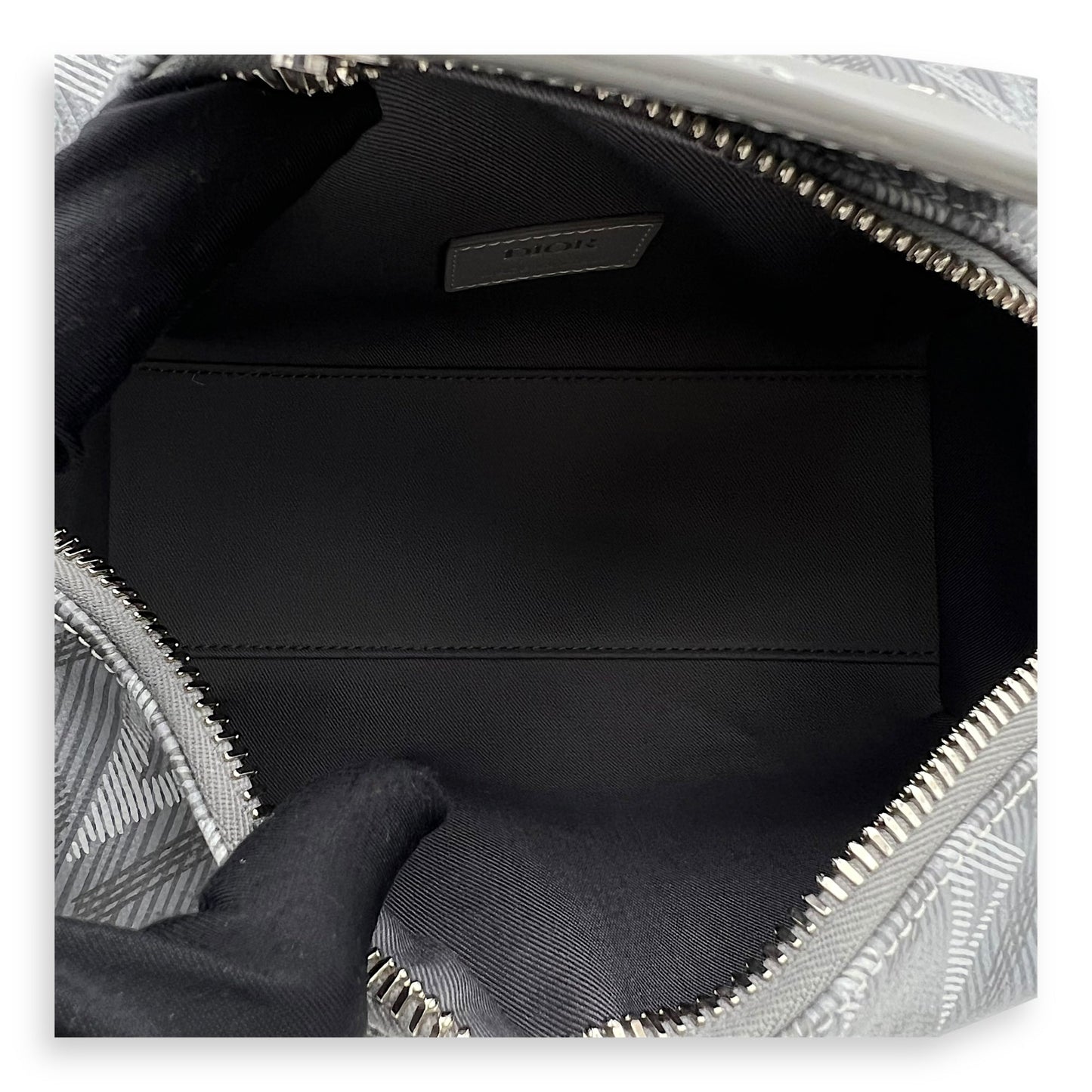 Lingot 22 Grey Crossbody Bag in Coated Canvas, Silver hardware