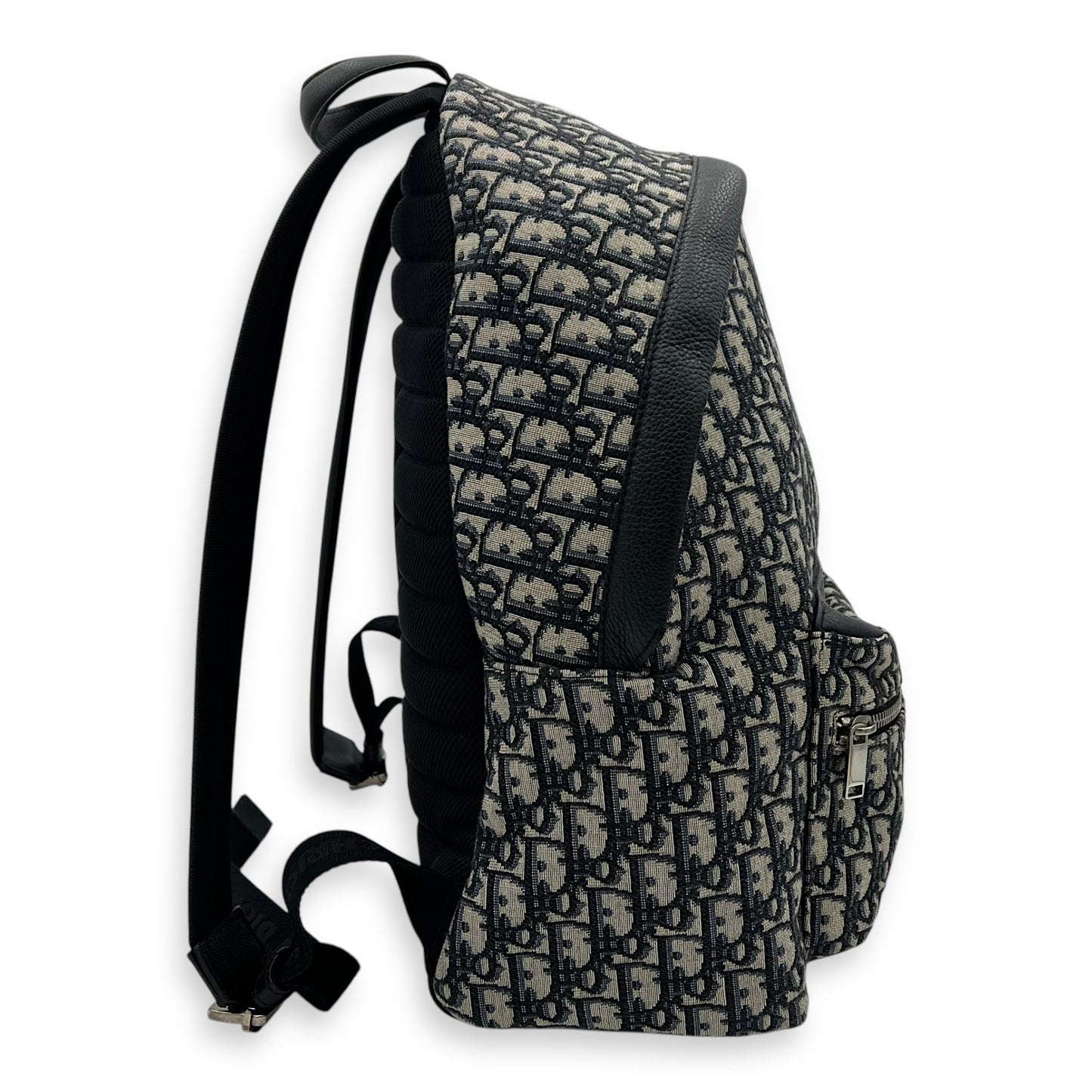 Oblique Backpack Blue in Canvas, Silver hardware