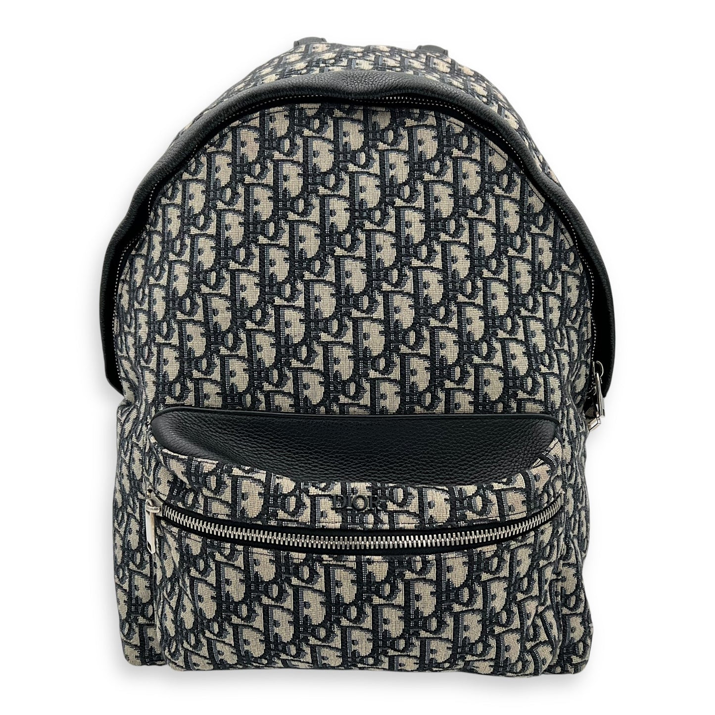 Oblique Backpack Blue in Canvas, Silver hardware