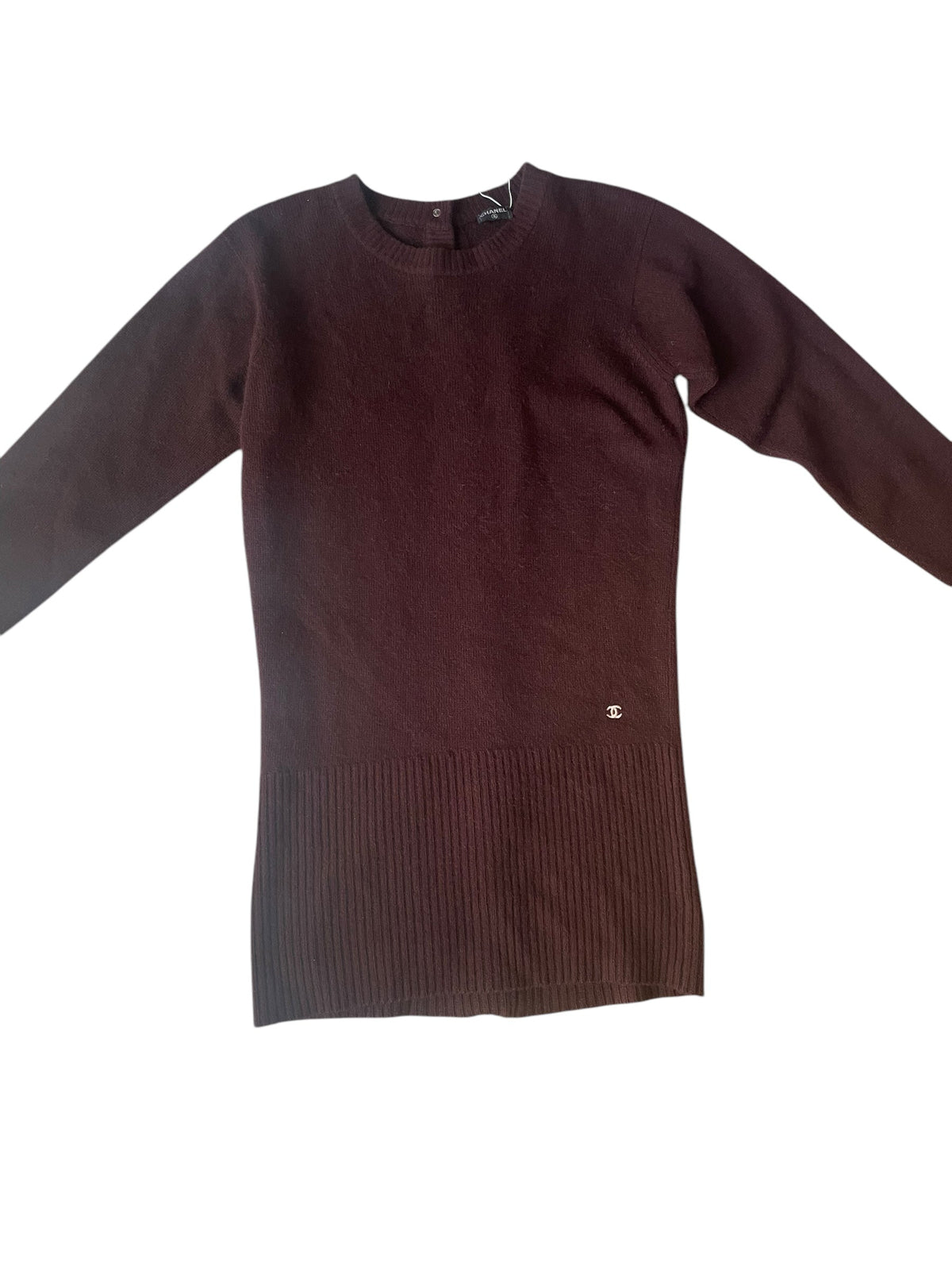 Chanel Logo Button Cardigan Brown DXBK0380