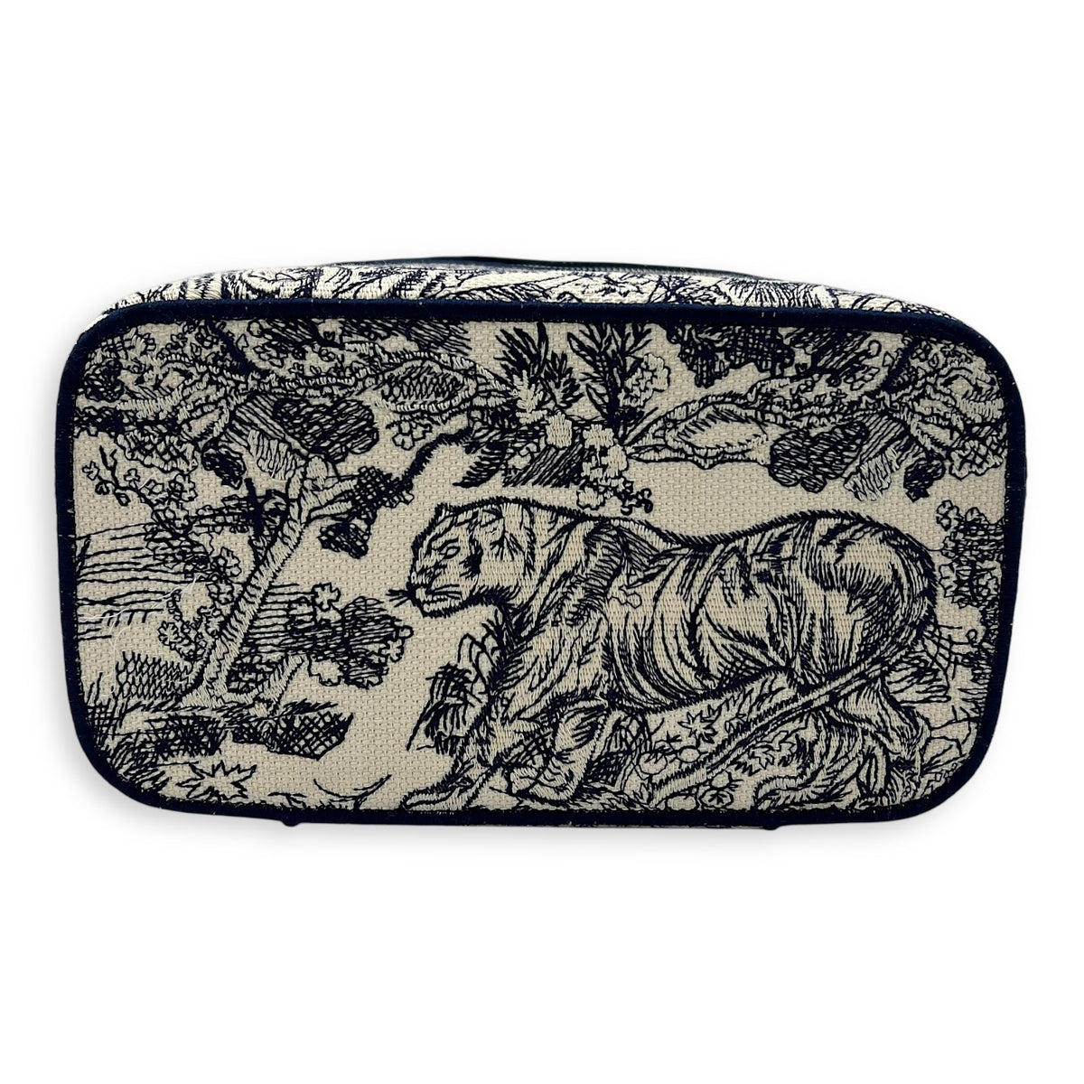 Vanity Top Handle Bag Blue in Jacquard, Gold hardware