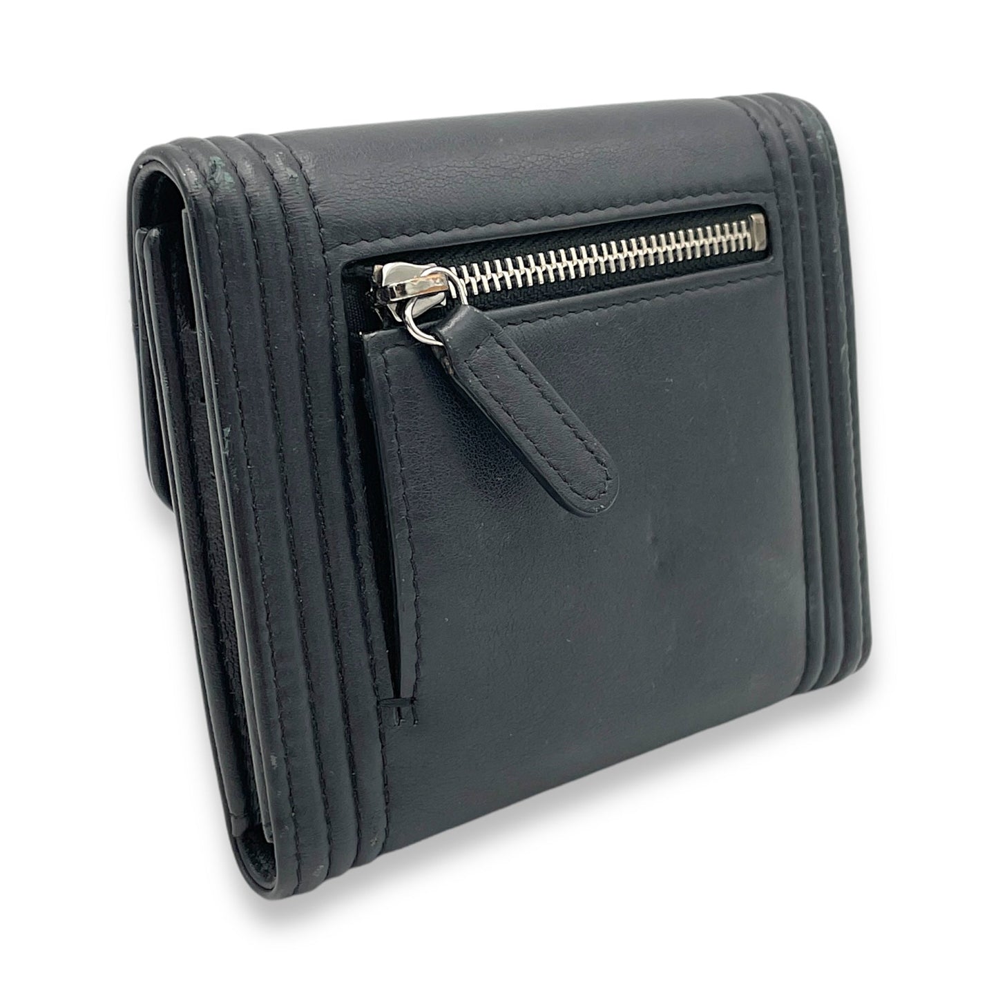 Boy Black Wallet in Lambskin, Silver hardware