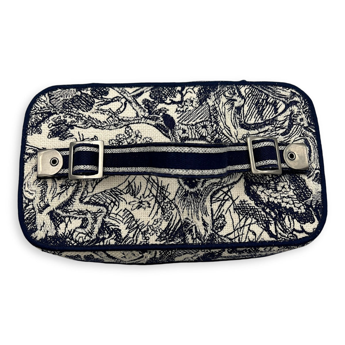Vanity Top Handle Bag Blue in Jacquard, Gold hardware