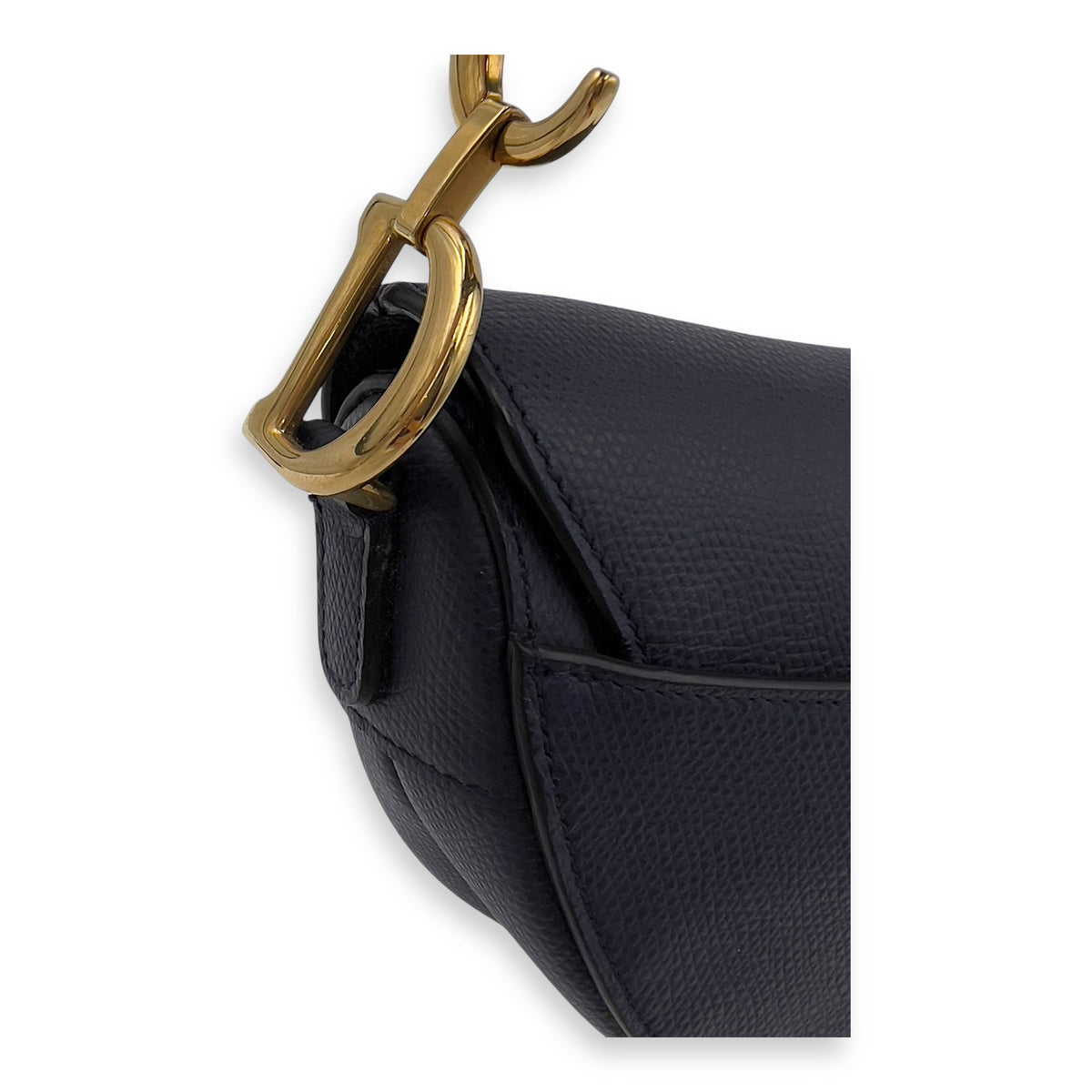 Saddle Top Handle Bag Blue in Calfskin, Gold hardware