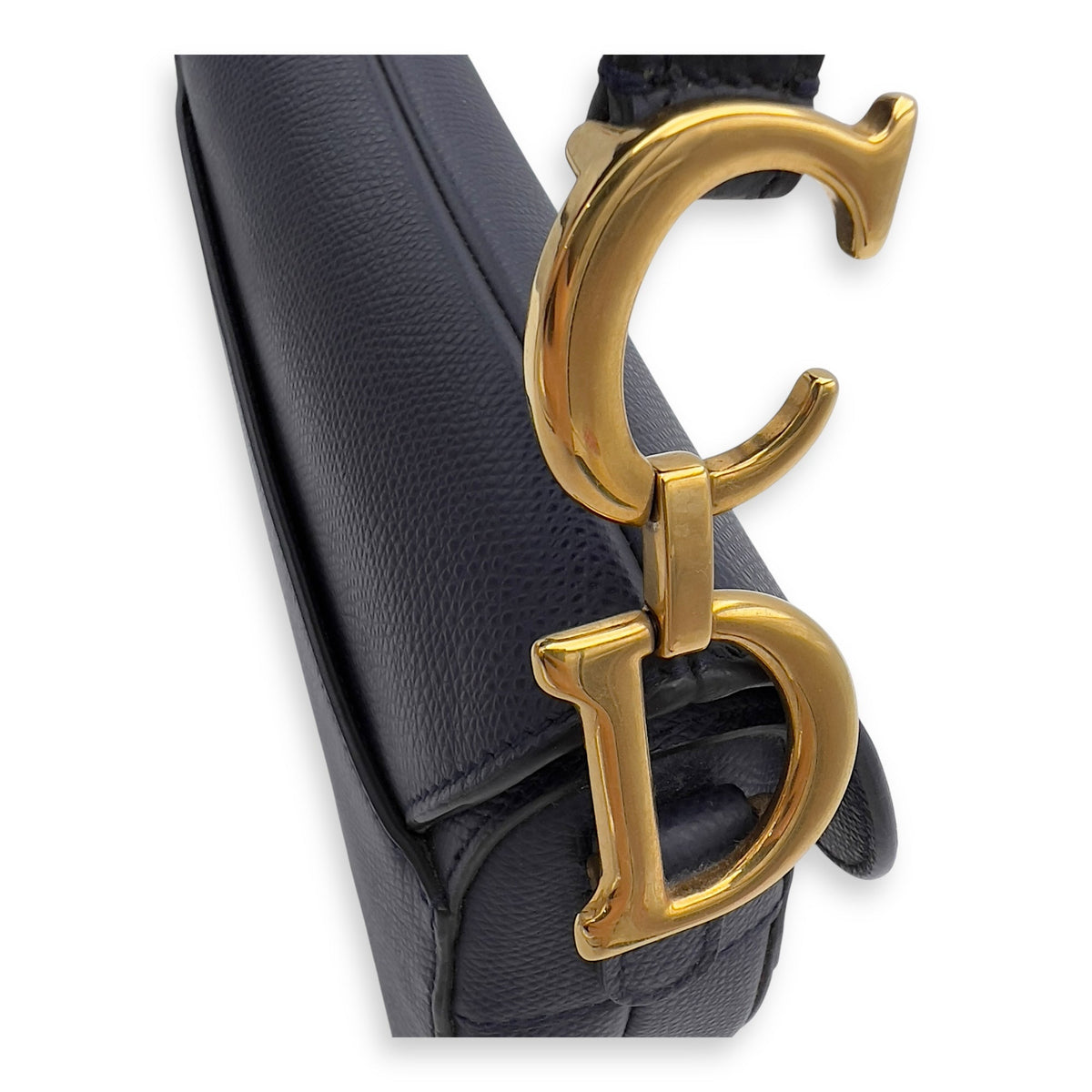 Saddle Top Handle Bag Blue in Calfskin, Gold hardware