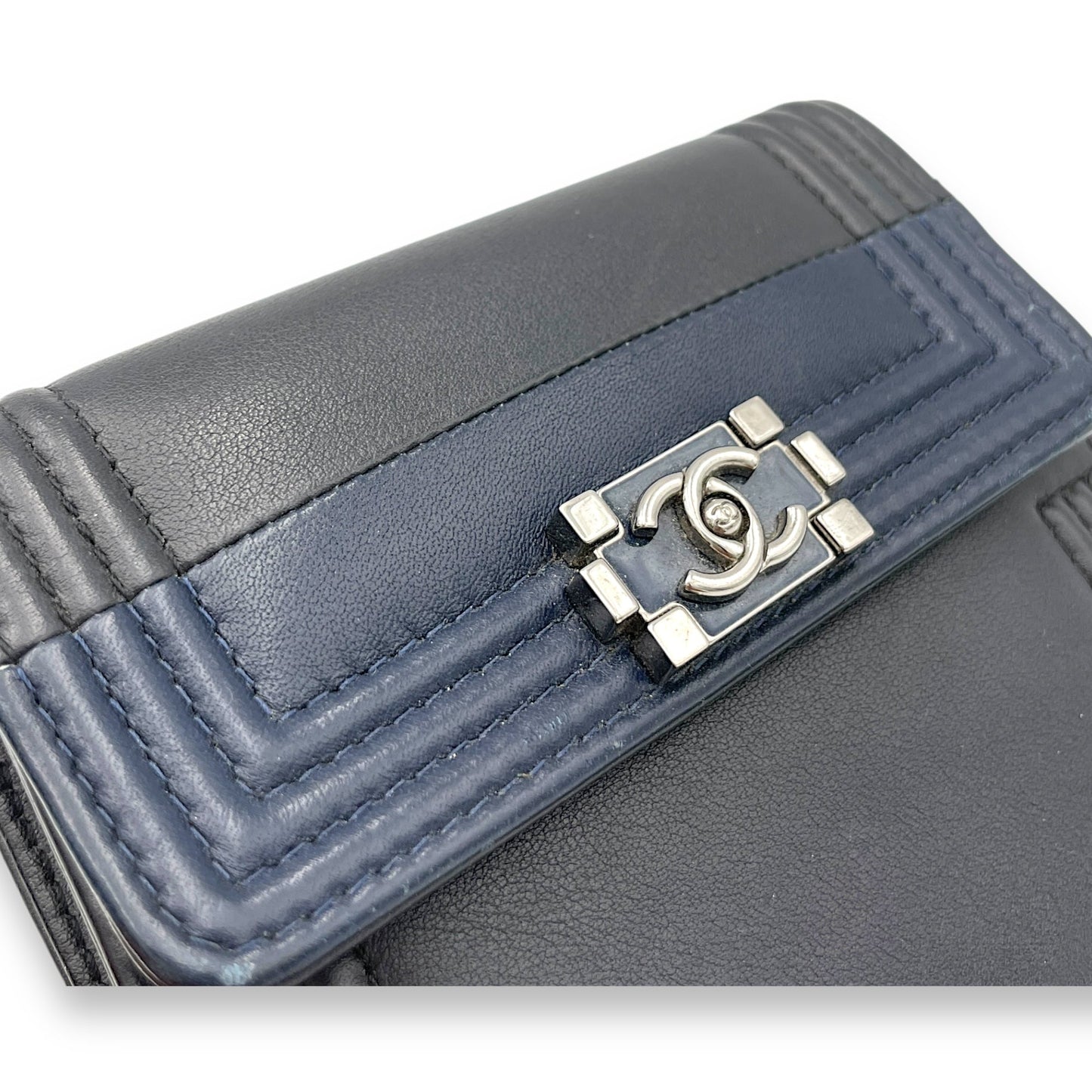 Boy Black Wallet in Lambskin, Silver hardware