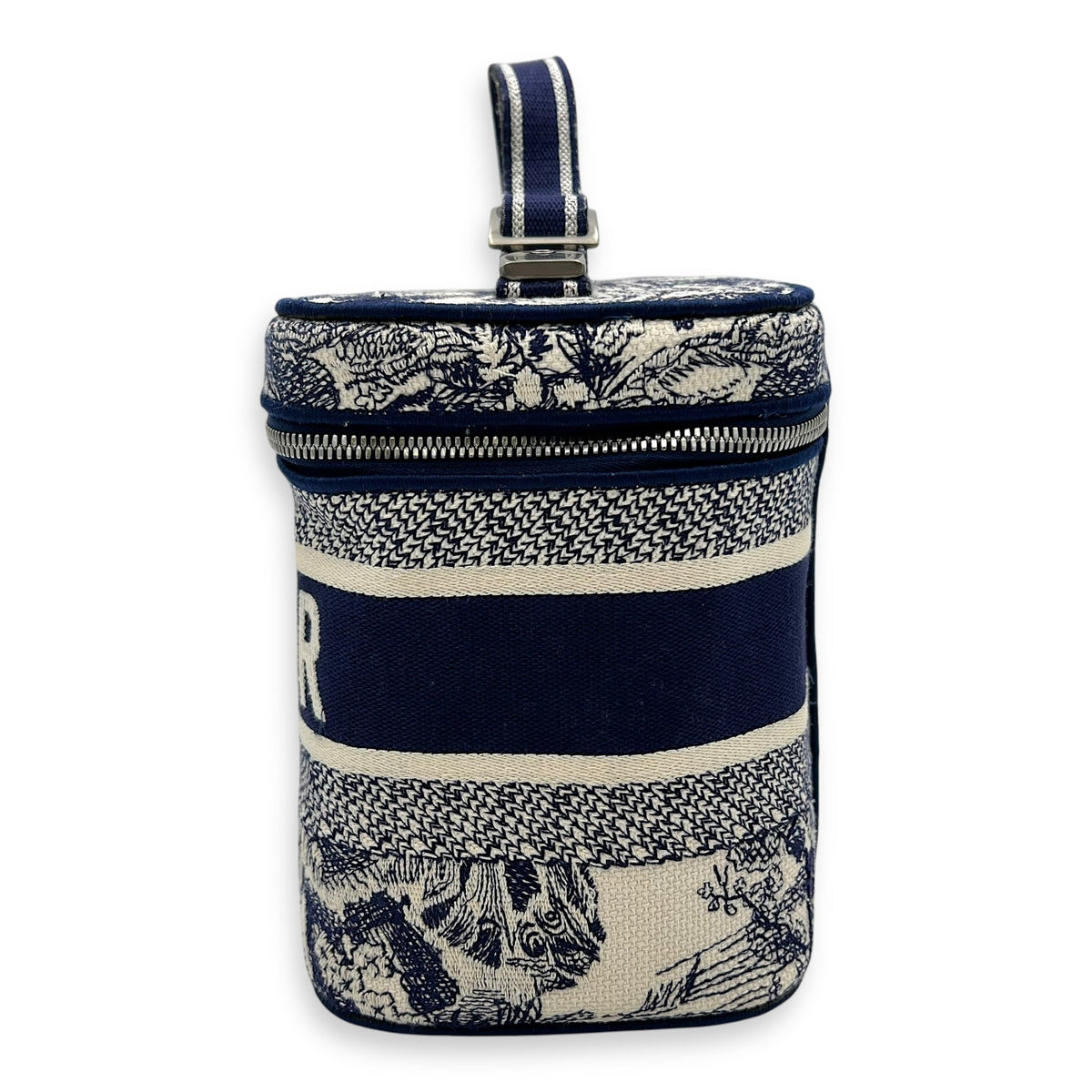 Vanity Top Handle Bag Blue in Jacquard, Gold hardware