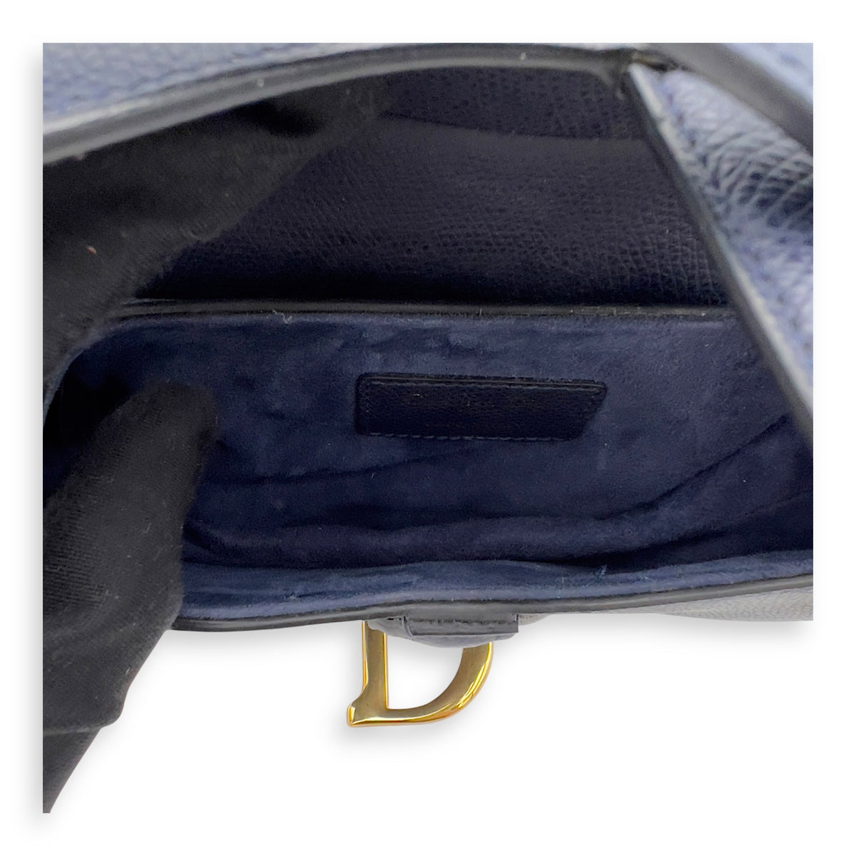 Saddle Top Handle Bag Blue in Calfskin, Gold hardware