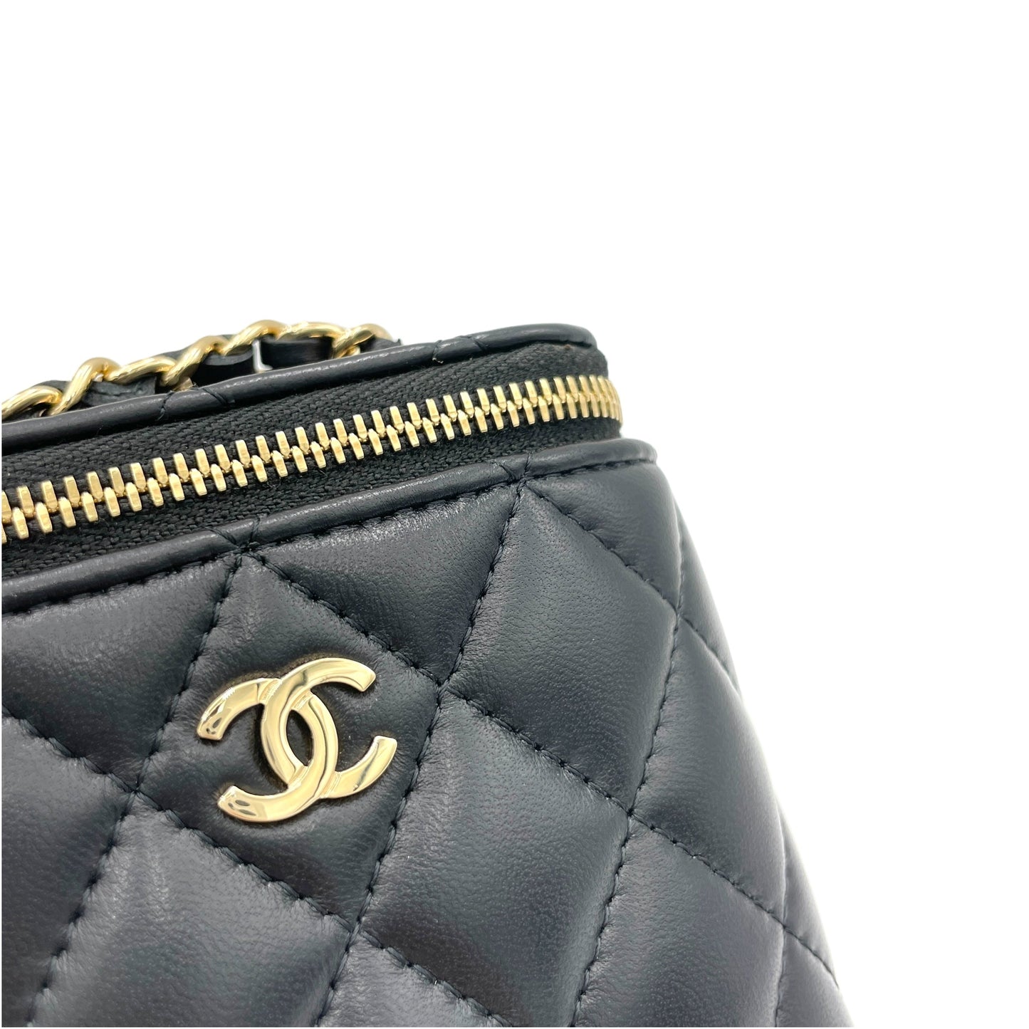 Vanity Crossbody Bag Mini Black in Lambskin , Gold Hardware