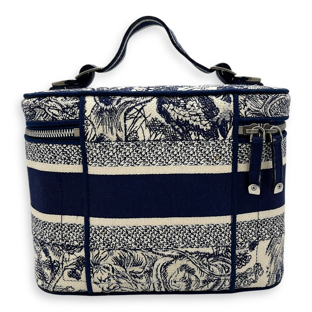 Vanity Top Handle Bag Blue in Jacquard, Gold hardware