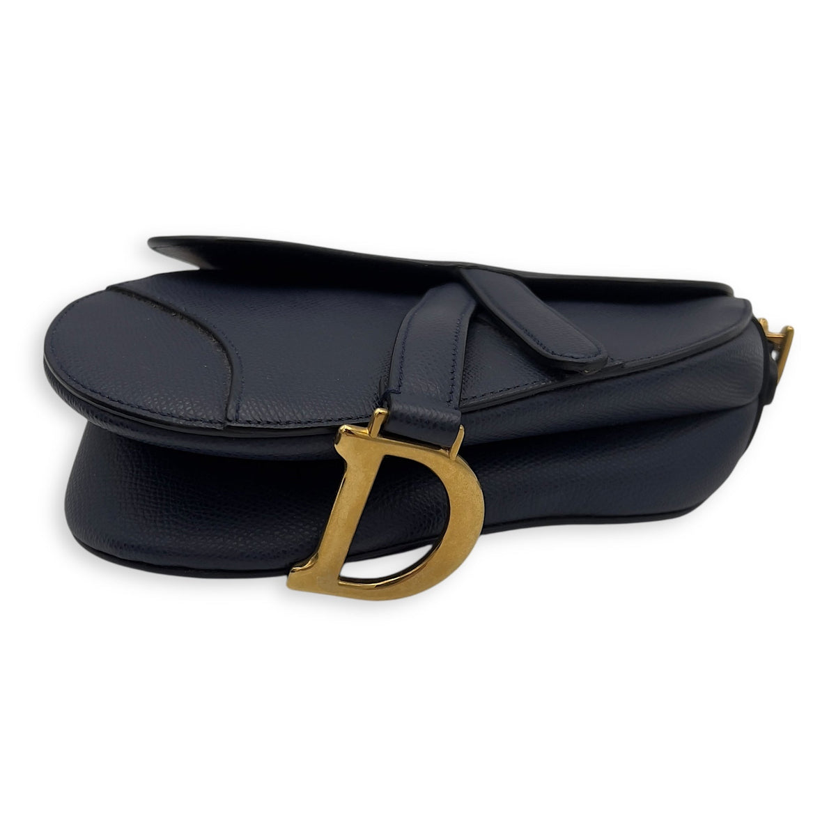 Saddle Top Handle Bag Blue in Calfskin, Gold hardware