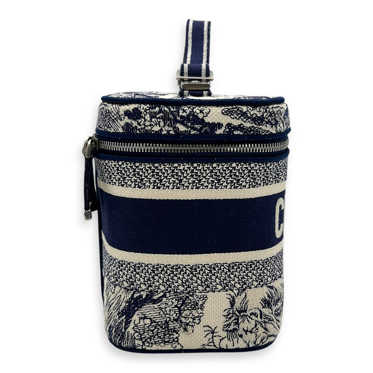 Vanity Top Handle Bag Blue in Jacquard, Gold hardware