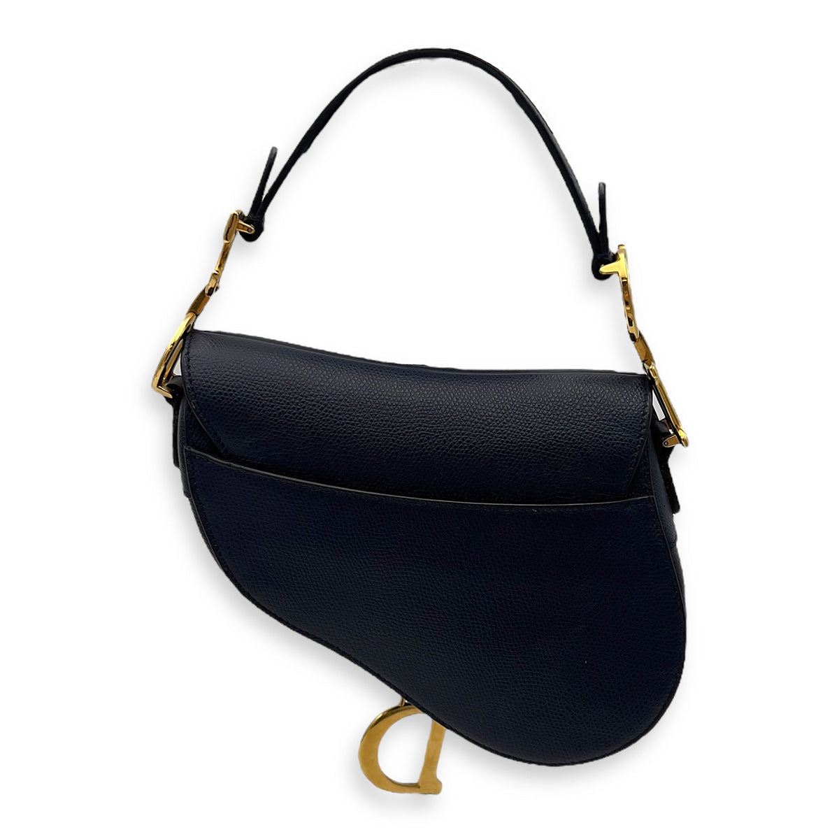 Saddle Top Handle Bag Blue in Calfskin, Gold hardware