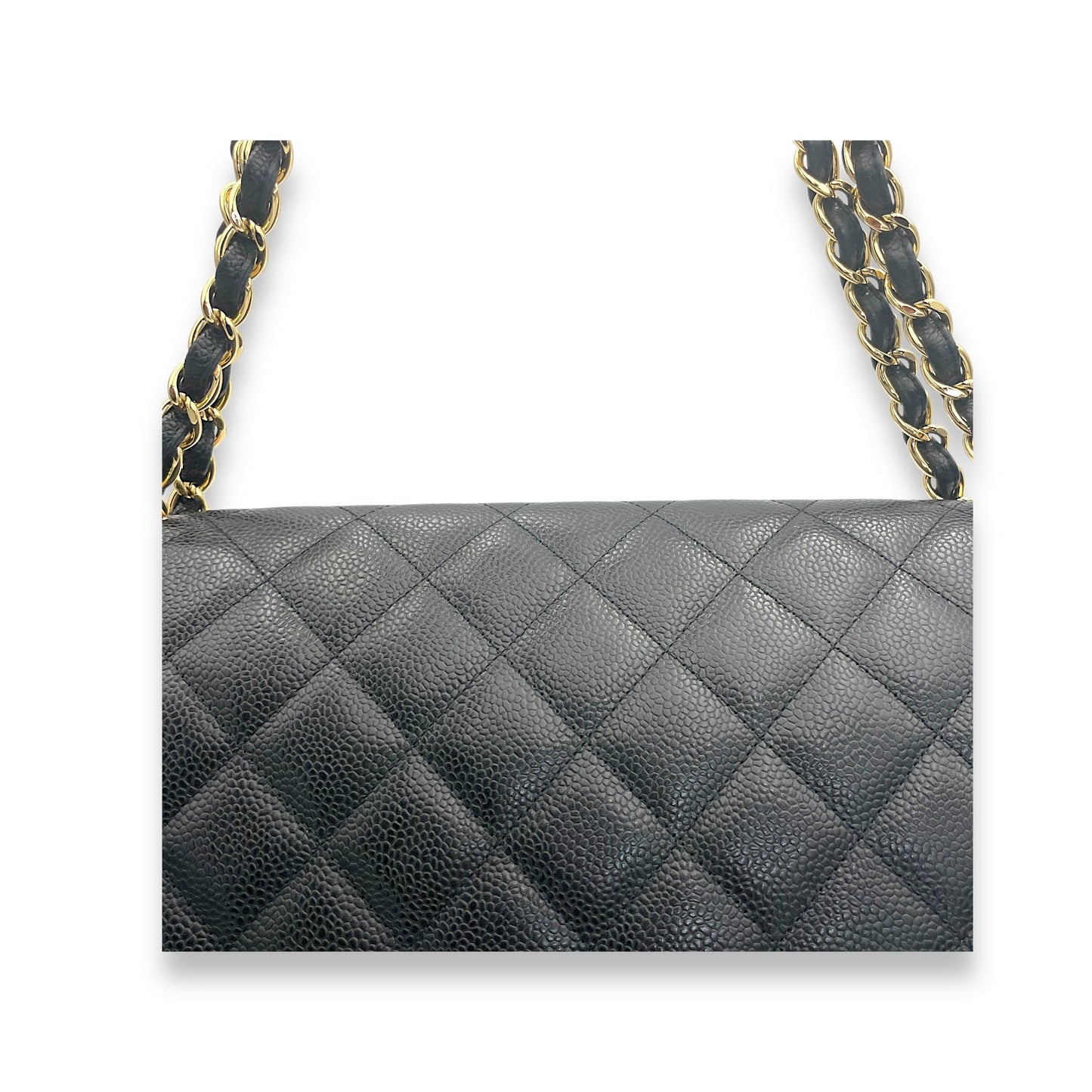 Classic Crossbody Bag Maxi Black in Caviar Leather, Gold hardware