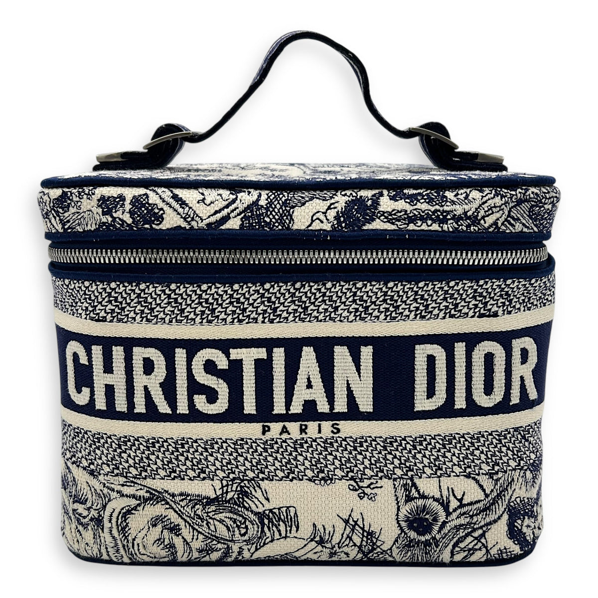 Vanity Top Handle Bag Blue in Jacquard, Gold hardware