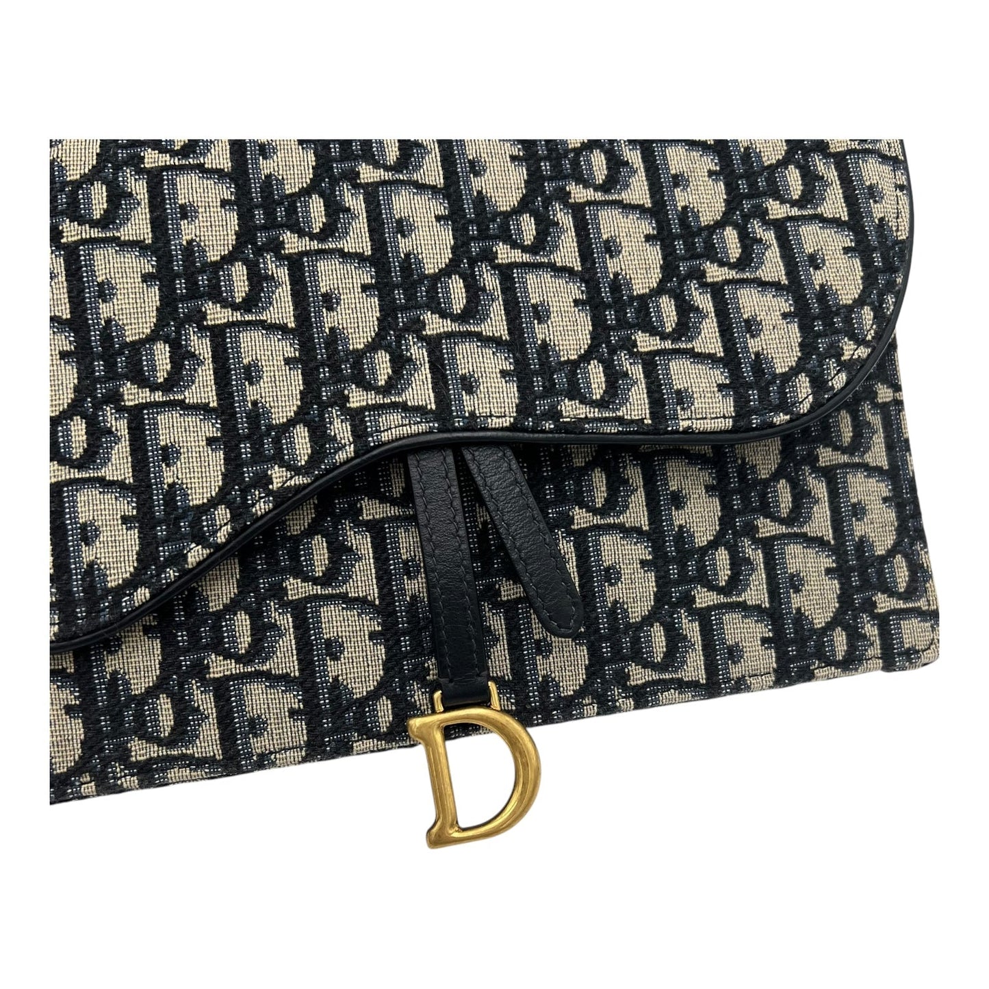 Saddle Wallet On Chain Blue in Jacquard, Gold hardware