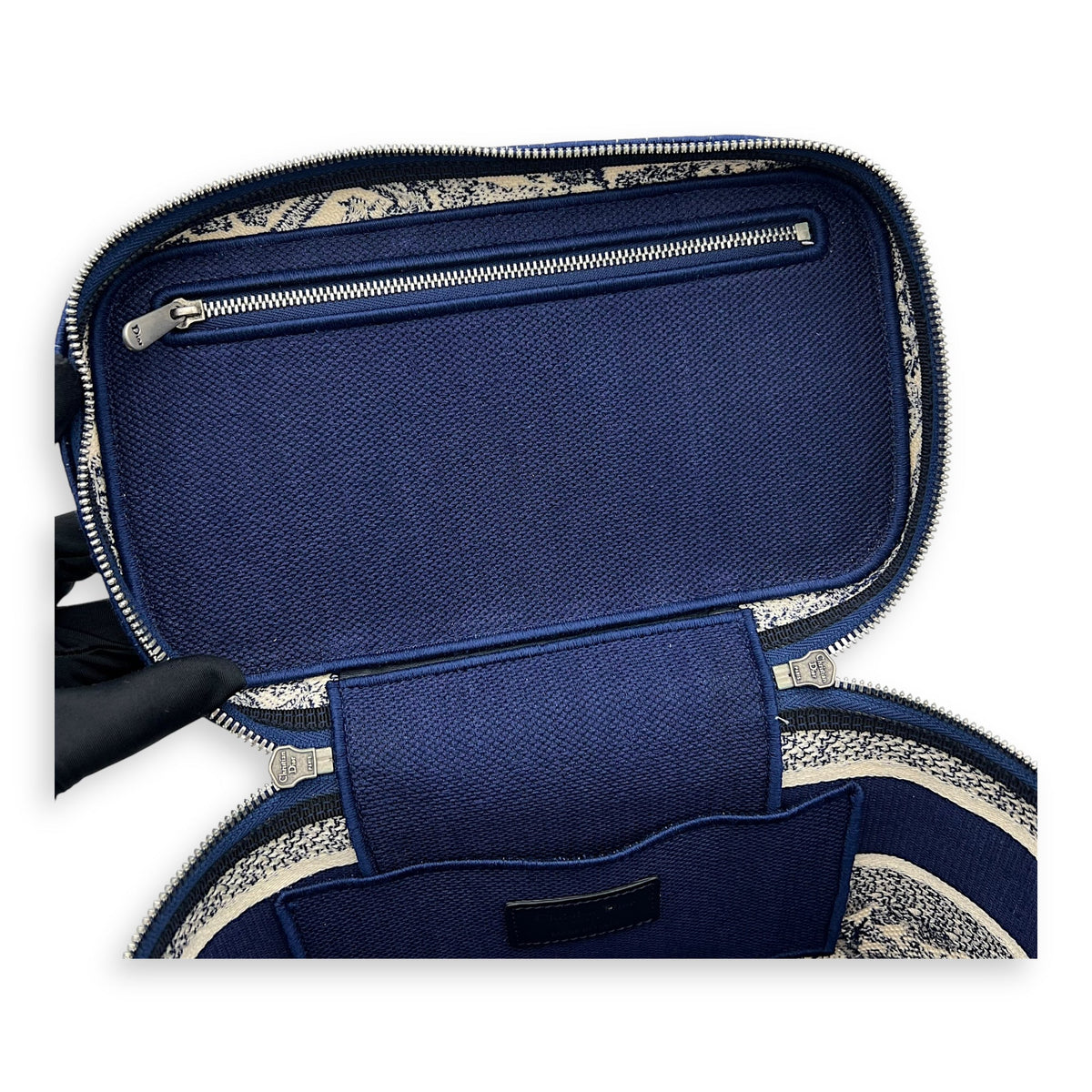Vanity Top Handle Bag Blue in Jacquard, Gold hardware