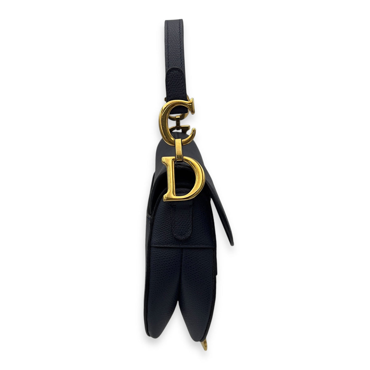 Saddle Top Handle Bag Blue in Calfskin, Gold hardware