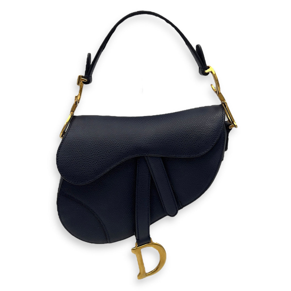 Saddle Top Handle Bag Blue in Calfskin, Gold hardware