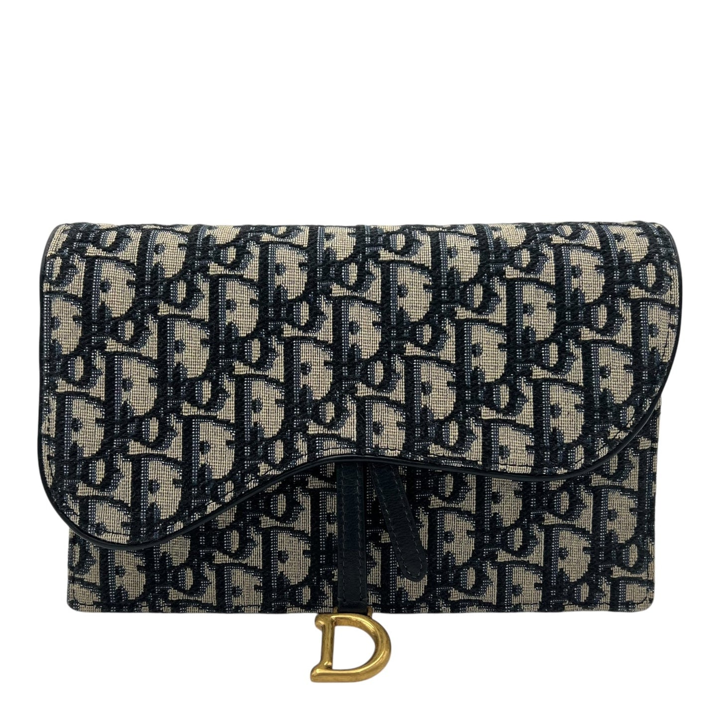 Saddle Wallet On Chain Blue in Jacquard, Gold hardware