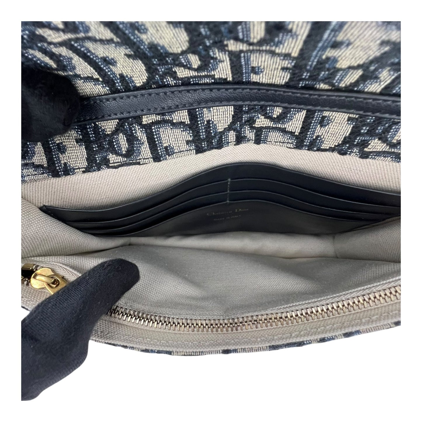 Saddle Wallet On Chain Blue in Jacquard, Gold hardware