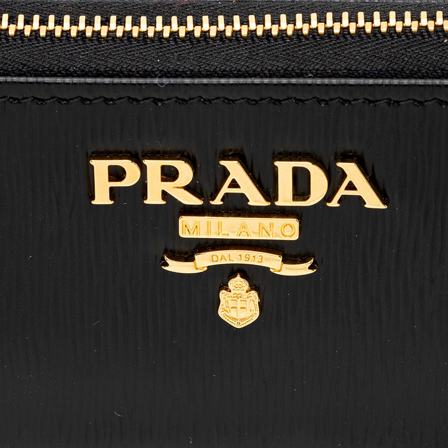 Prada Vitello Move Key Case Holder Wallet Zip Pouch Black Calf Leather