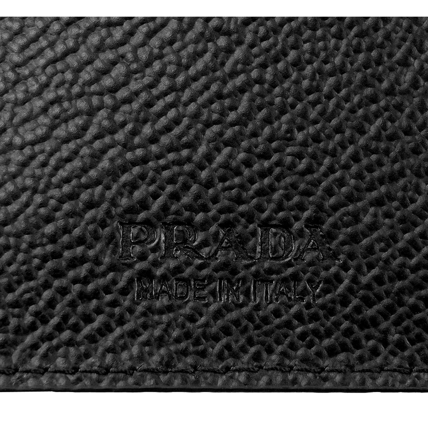 Prada Vitello Micro Grain Black Leather Triangle Logo Bifold Wallet