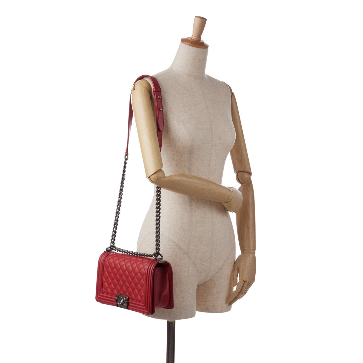 CHANEL Medium Lambskin Boy Flap Bag Red