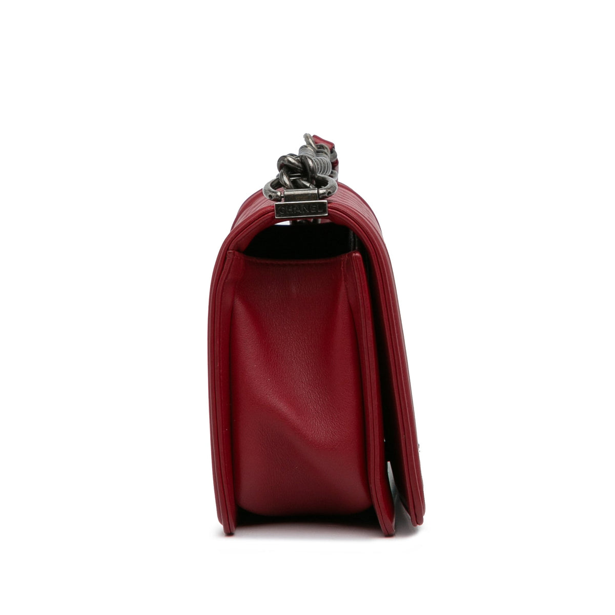 CHANEL Medium Lambskin Boy Flap Bag Red