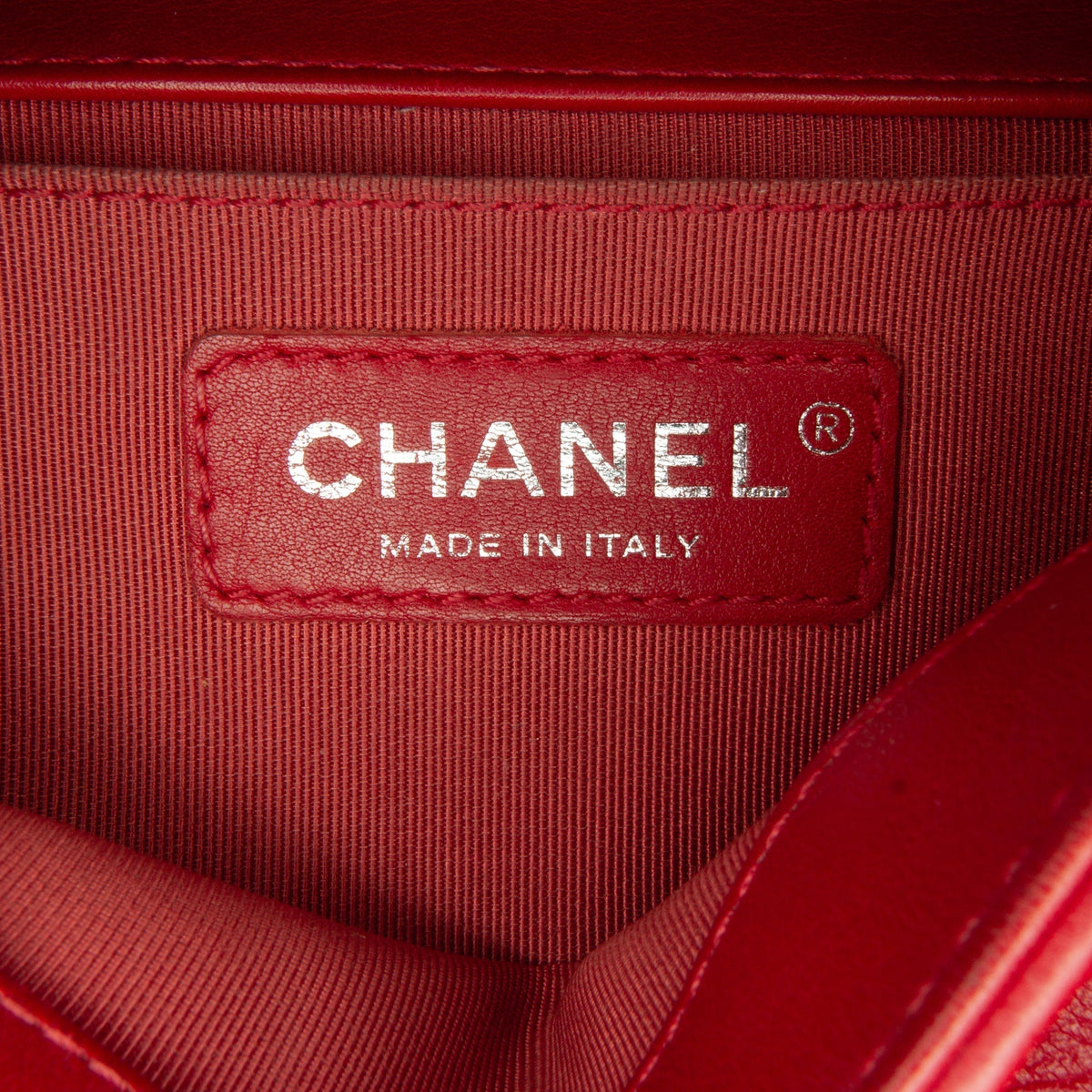 CHANEL Medium Lambskin Boy Flap Bag Red
