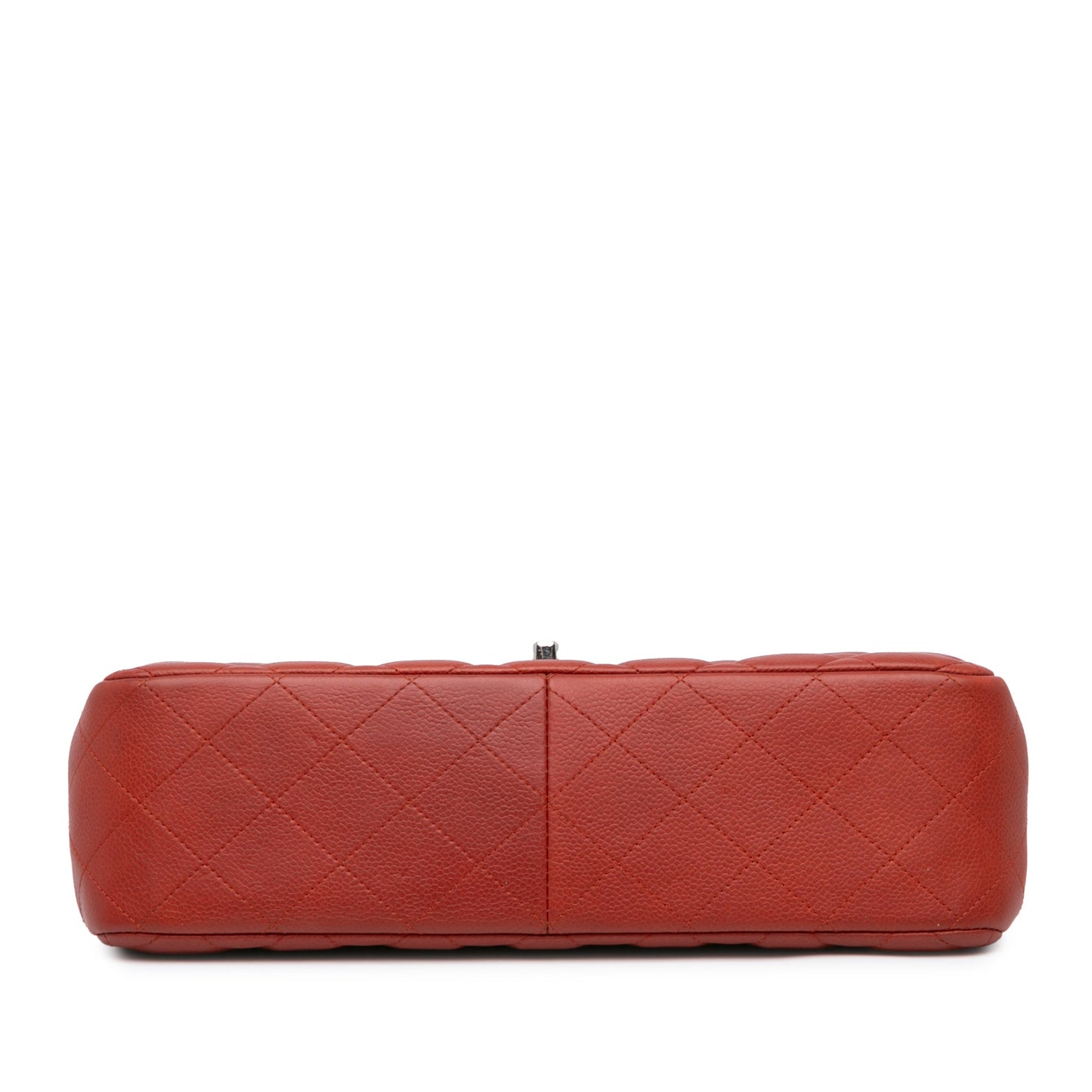 Orange Chanel Jumbo Classic Caviar Double Flap Shoulder Bag