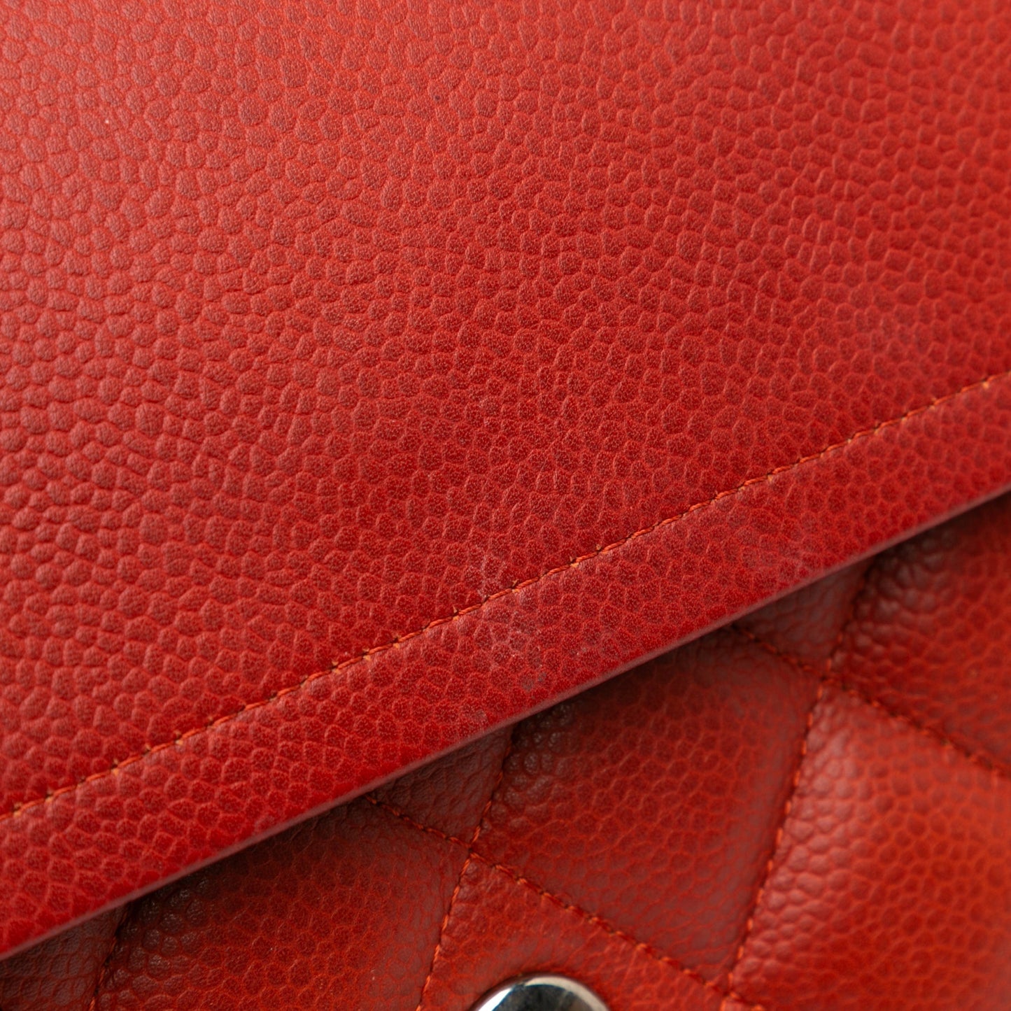 Orange Chanel Jumbo Classic Caviar Double Flap Shoulder Bag