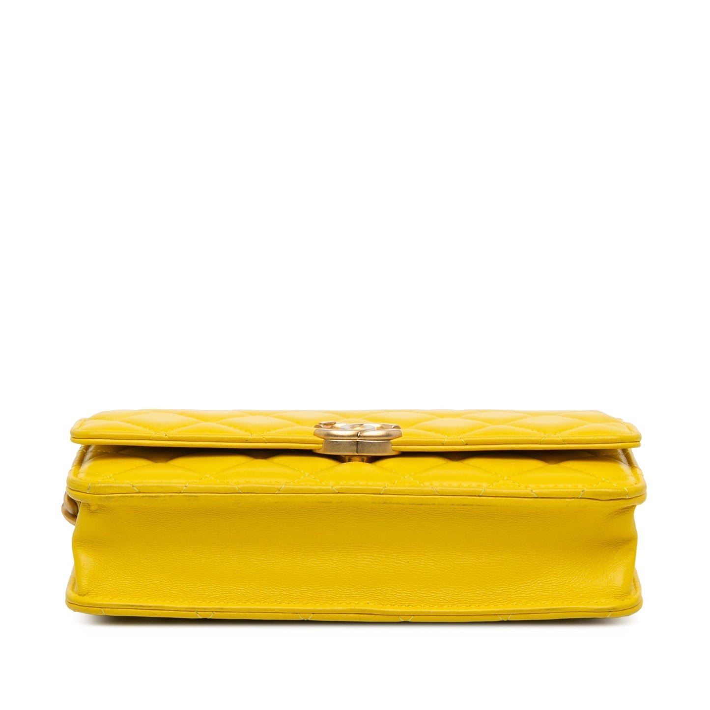 Yellow Chanel Quilted Lambskin Candy Chain Wallet on Chain Crossbody Bag