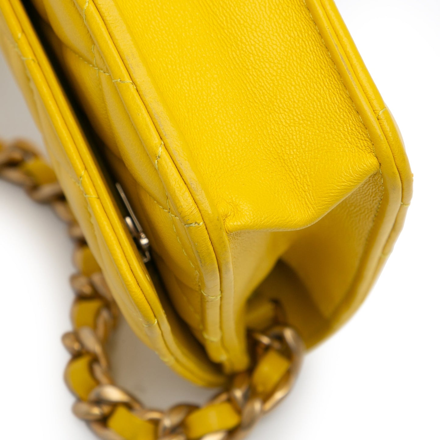 Yellow Chanel Quilted Lambskin Candy Chain Wallet on Chain Crossbody Bag