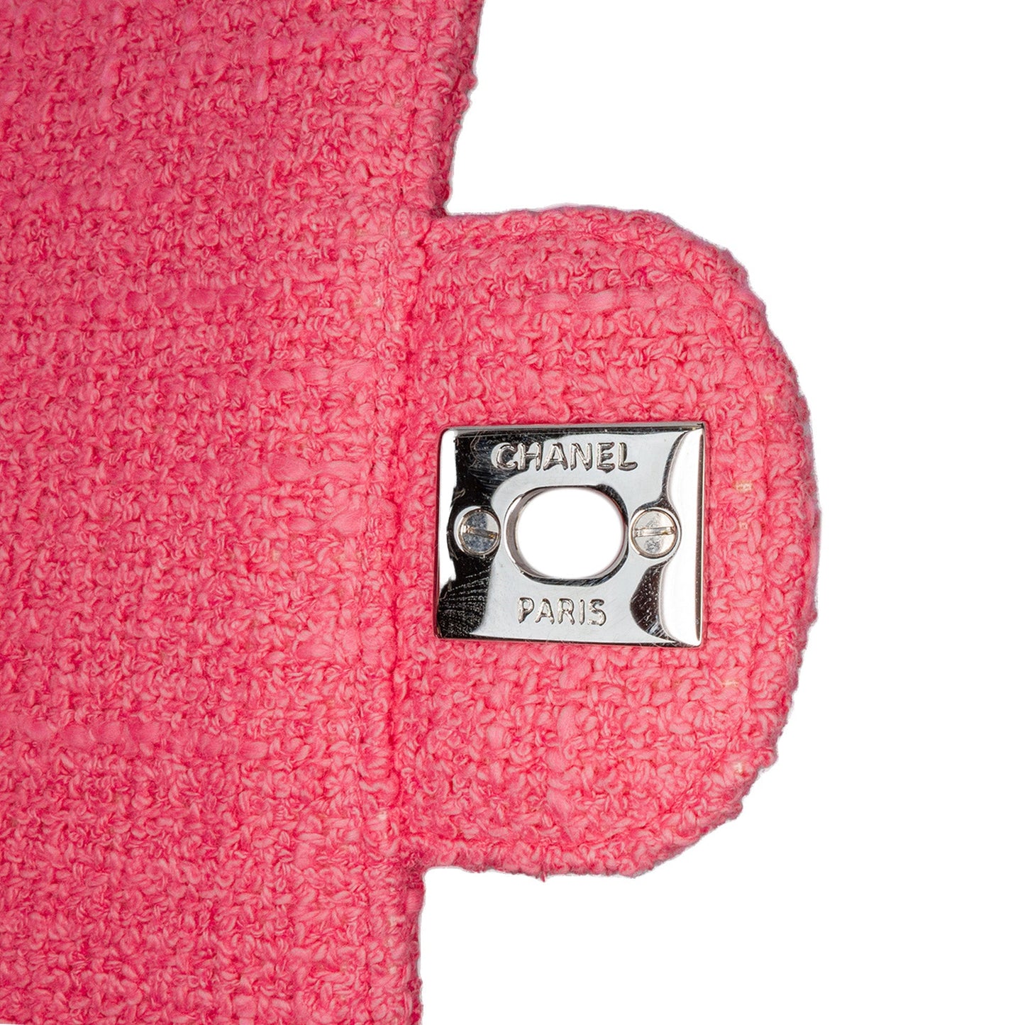 Pink Chanel Medium Classic Tweed Flower Double Flap Shoulder Bag