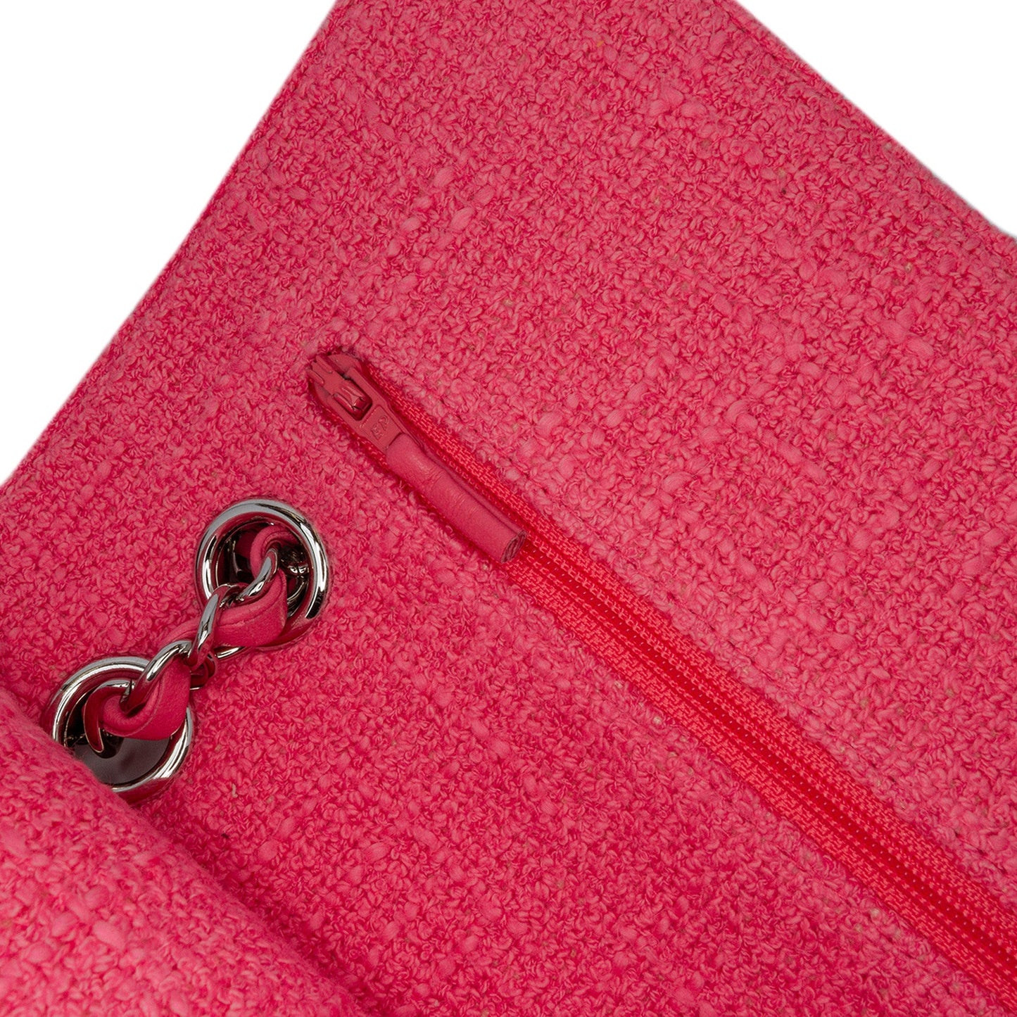 Pink Chanel Medium Classic Tweed Flower Double Flap Shoulder Bag